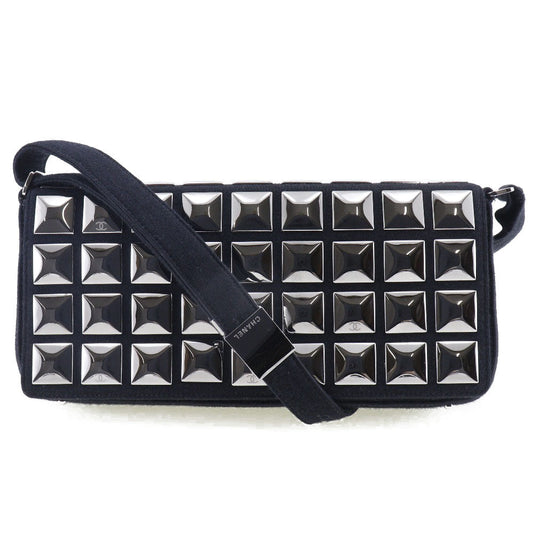 CHANEL Shoulder Bag cotton black Ice cube Chocolate bar Women
