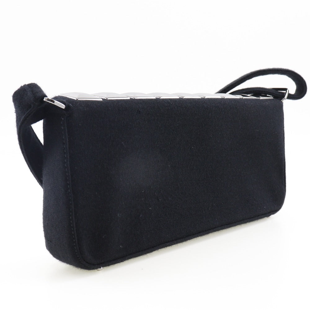 CHANEL Shoulder Bag cotton black Ice cube Chocolate bar Women