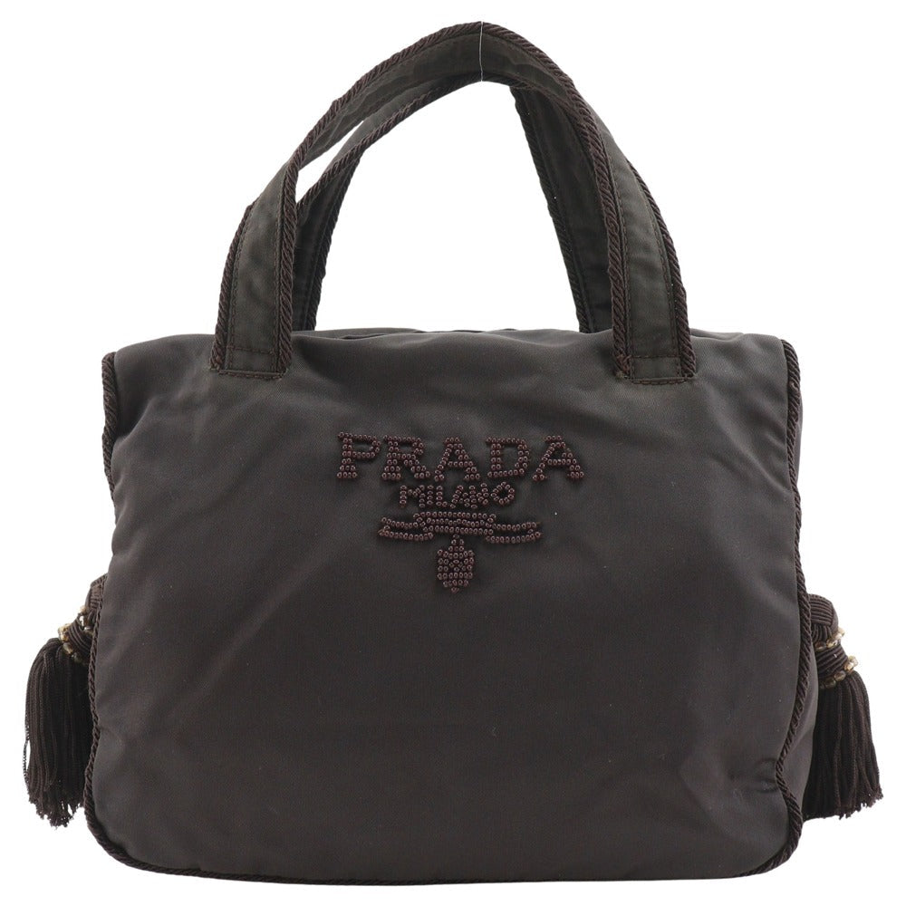 Prada Beads Logo Nylon Handbag