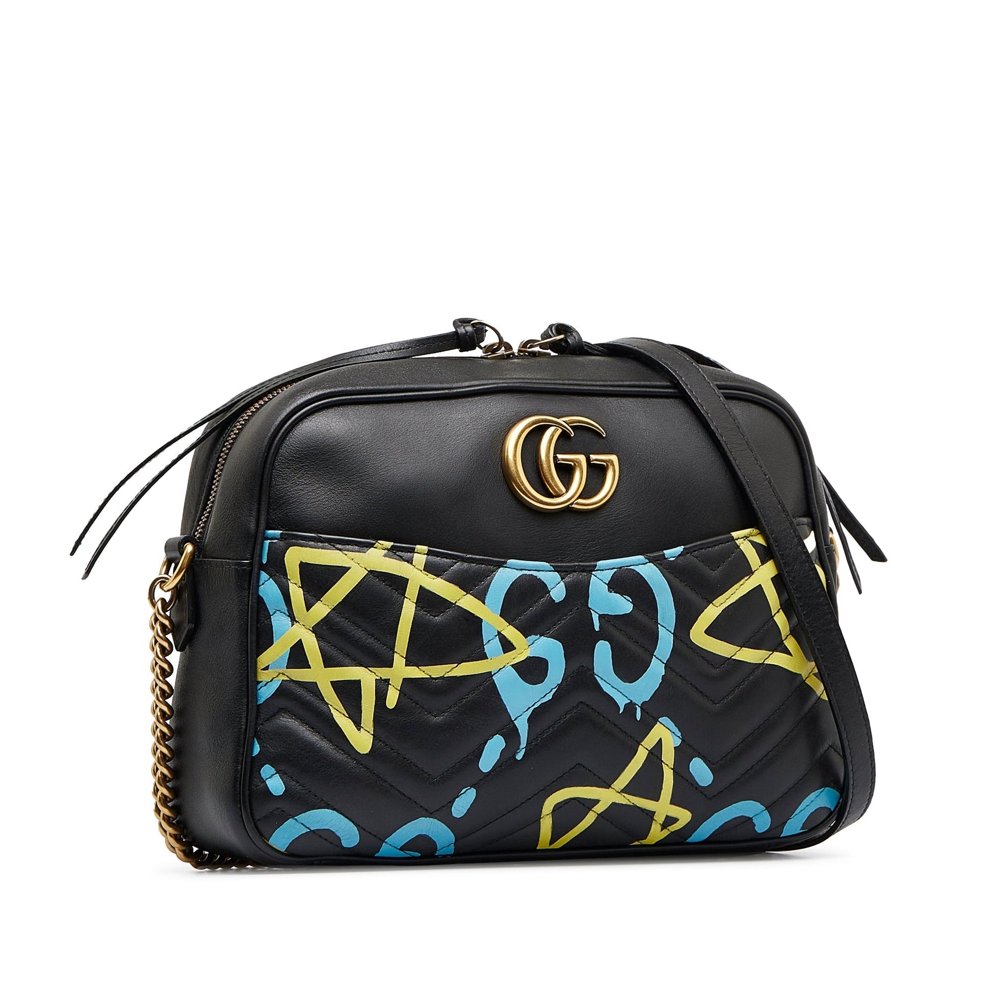 Gucci GG Marmont Black Leather Chain Crossbody