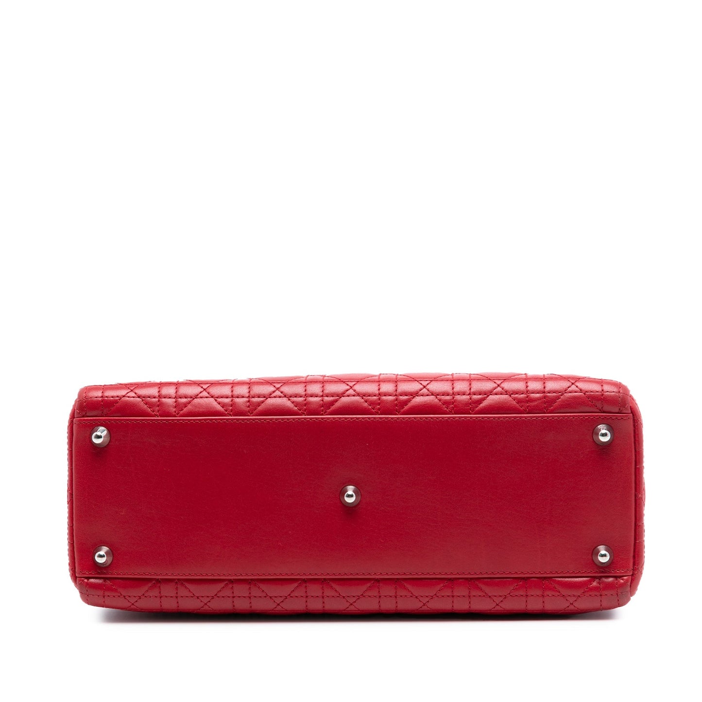 Red Dior Large Lambskin Cannage Lady Dior Satchel