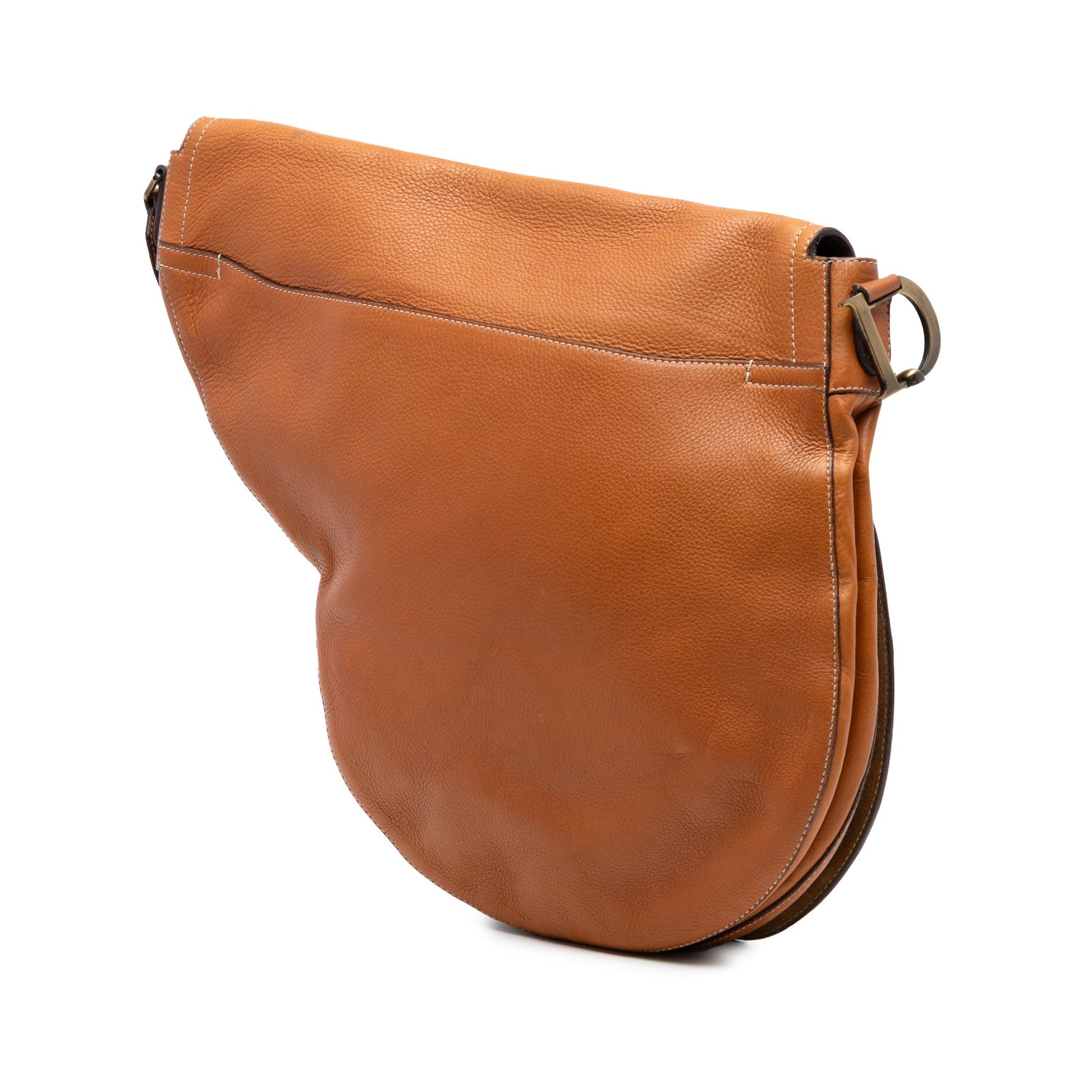Brown Dior Leather Baudrier Saddle Bag