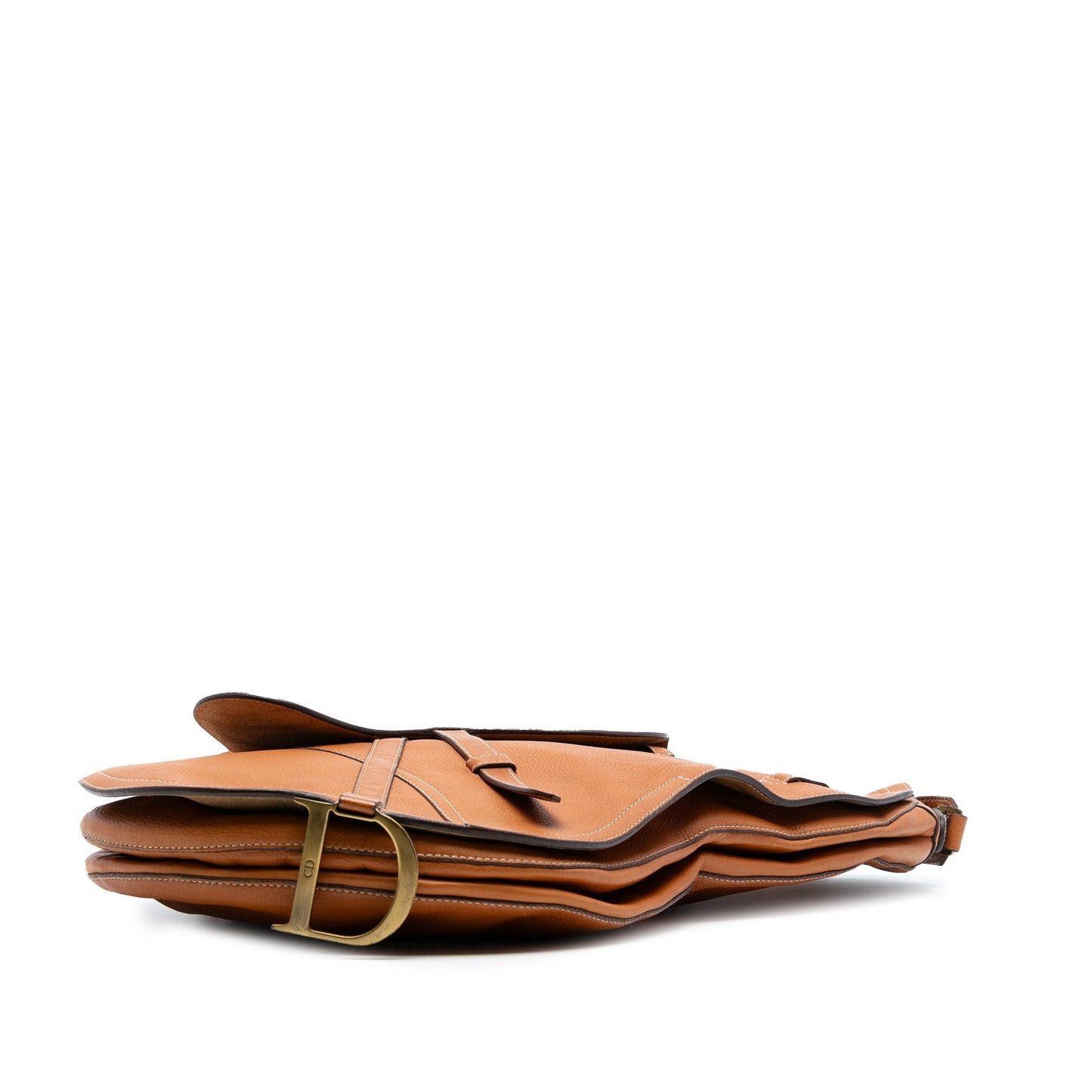 Brown Dior Leather Baudrier Saddle Bag