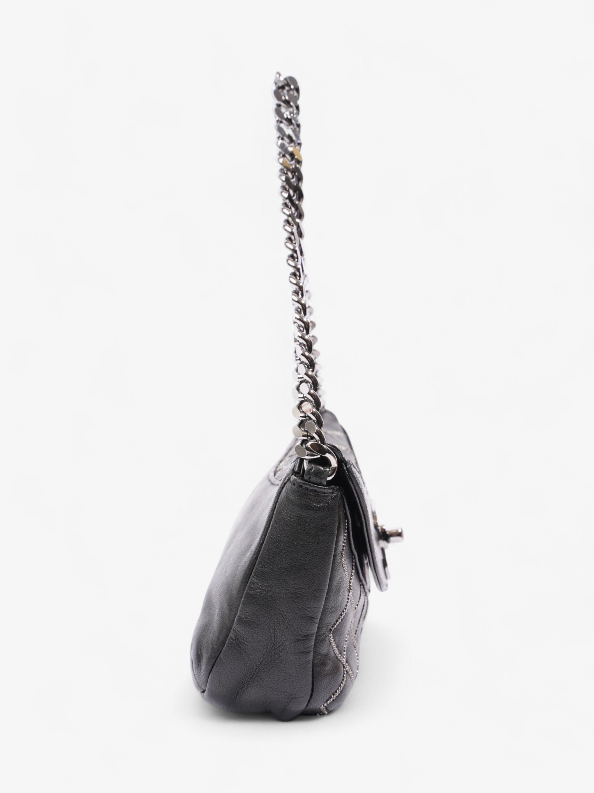 Chanel Chain Stitch Flap Bag Black Lambskin Leather