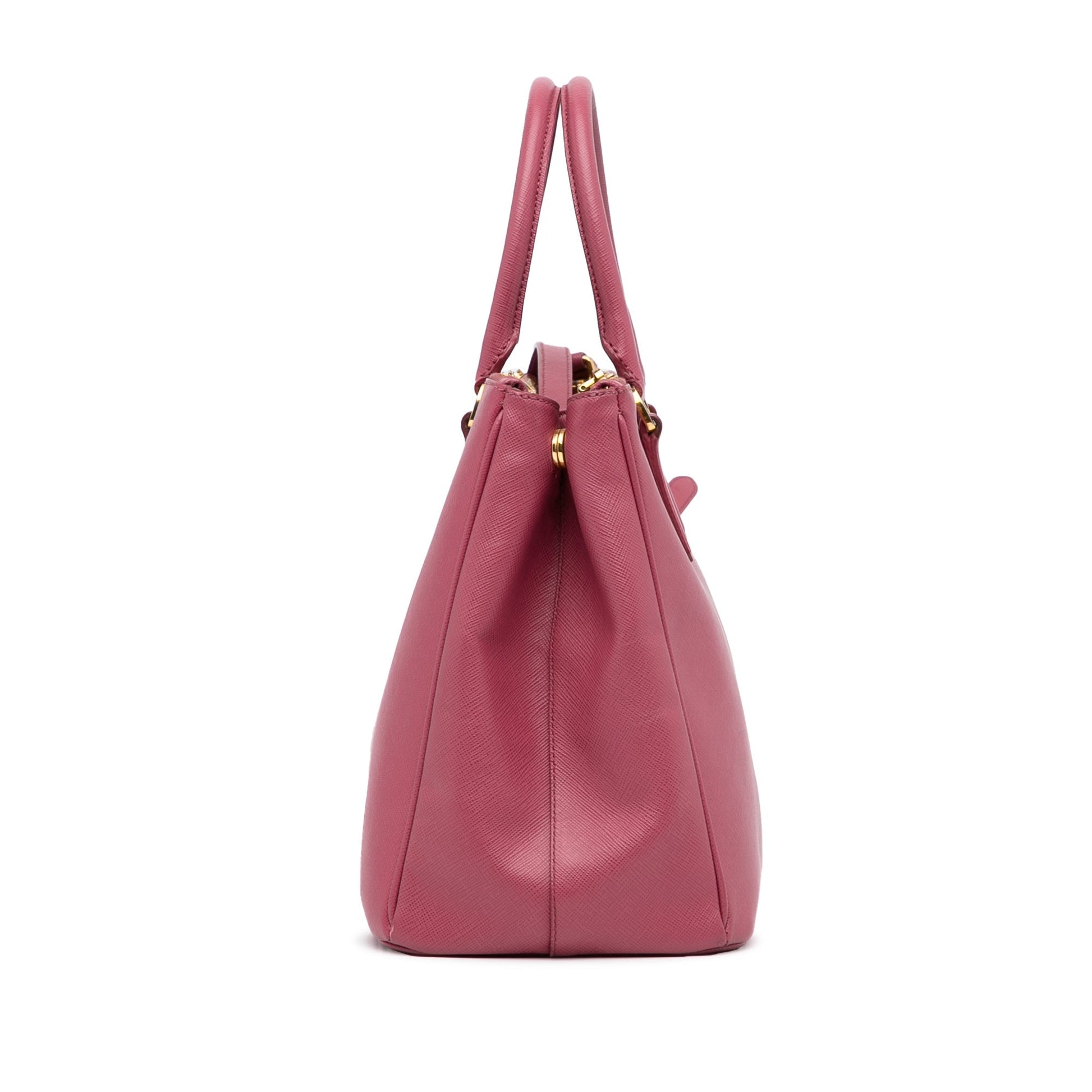 Prada Double Zip Galleria Pink Saffiano Luxury Handbag