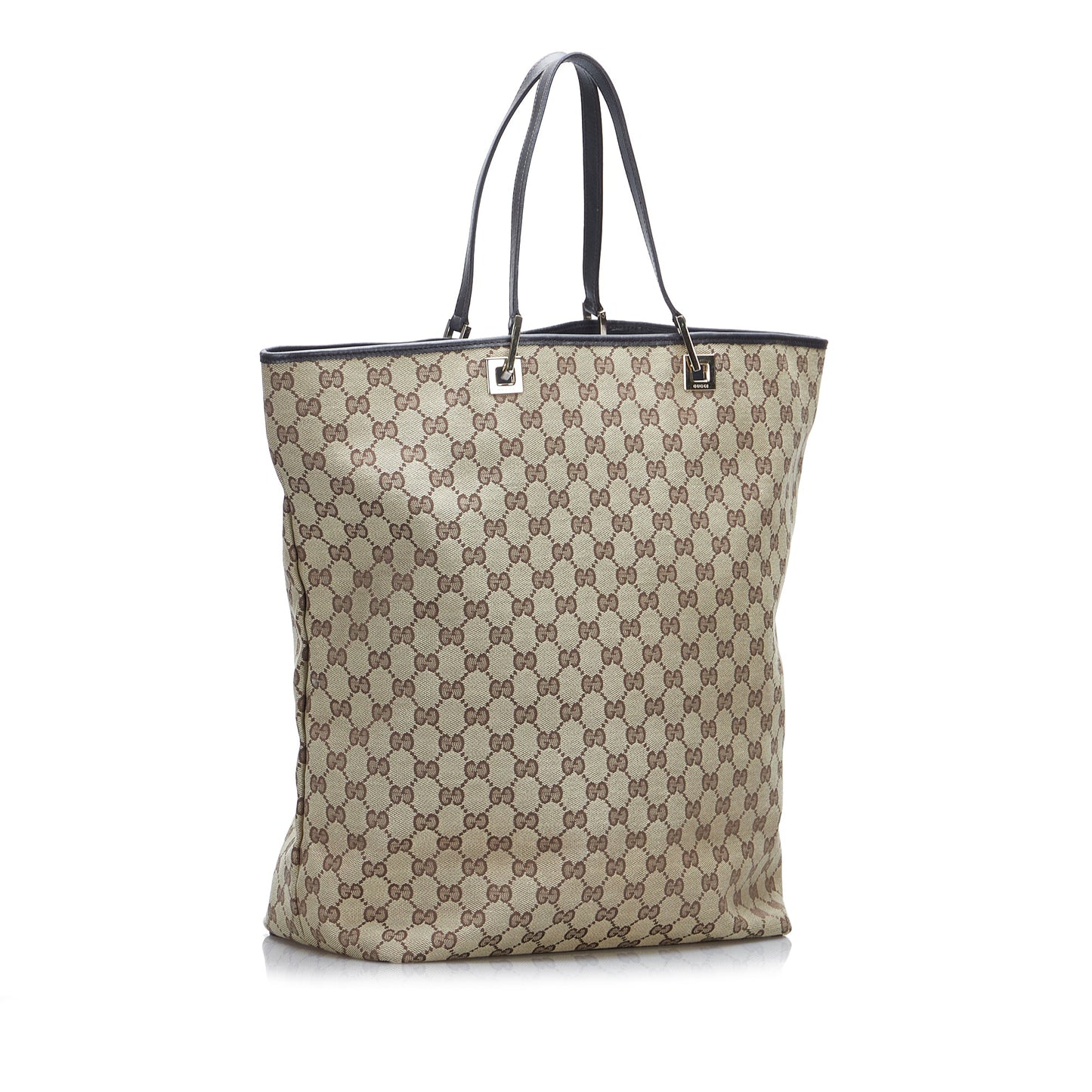 Gucci Brown Leather Canvas Tote Style 12