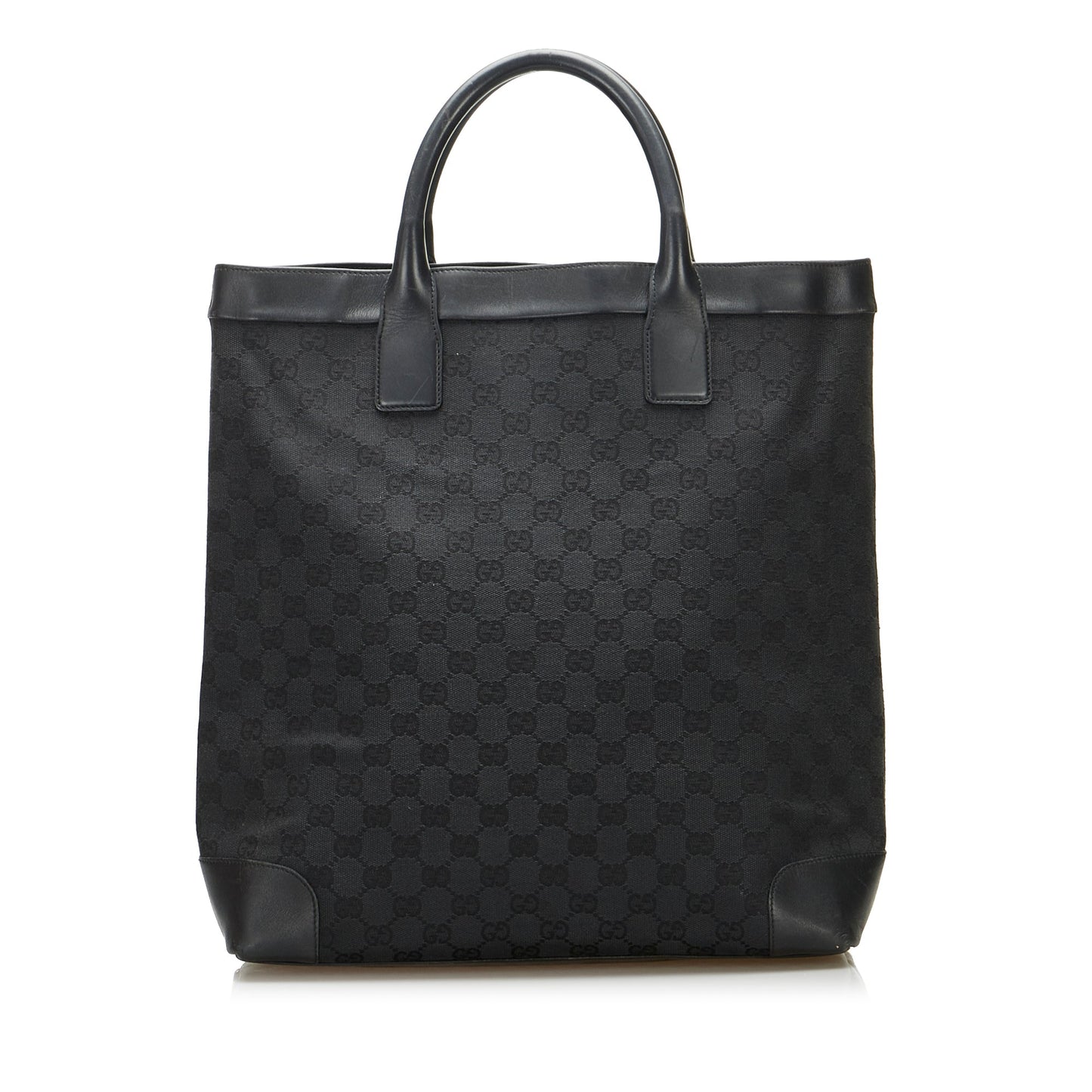 Gucci Black Leather Canvas Tote Style 10