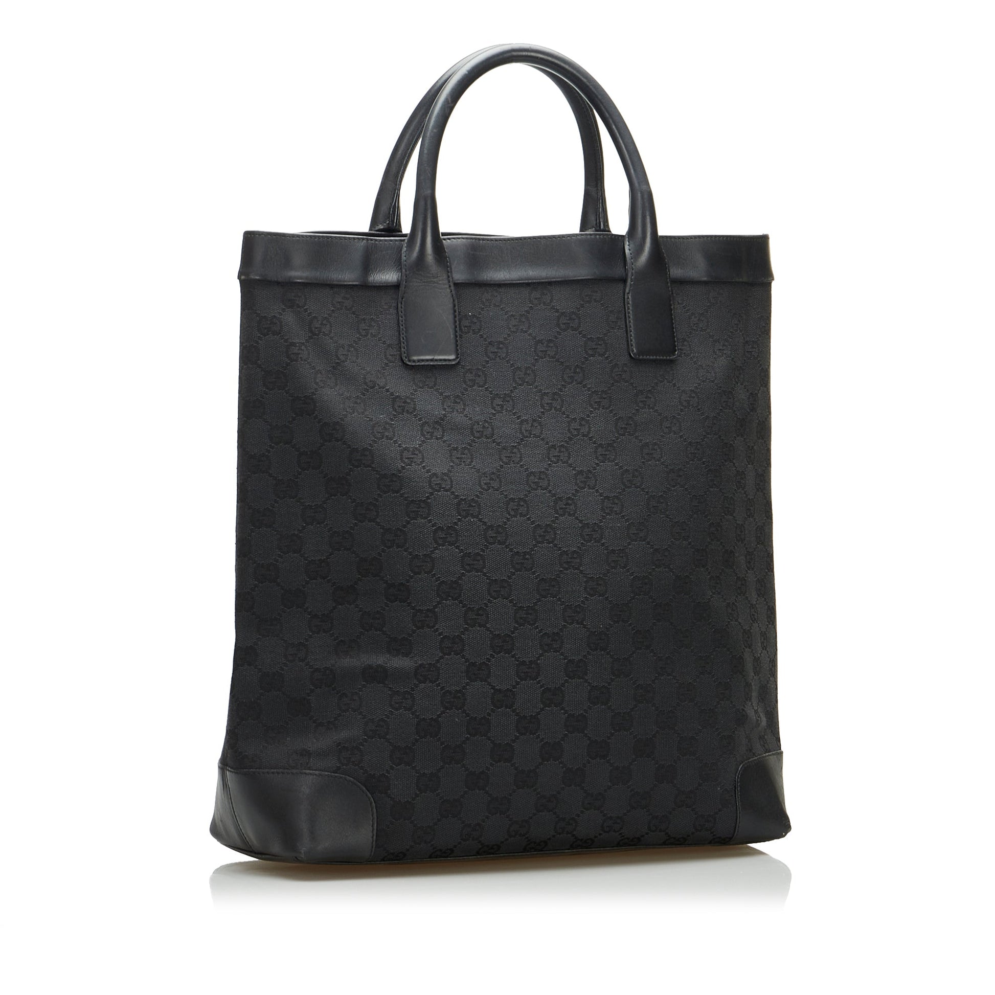 Gucci Black Leather Canvas Tote Style 10