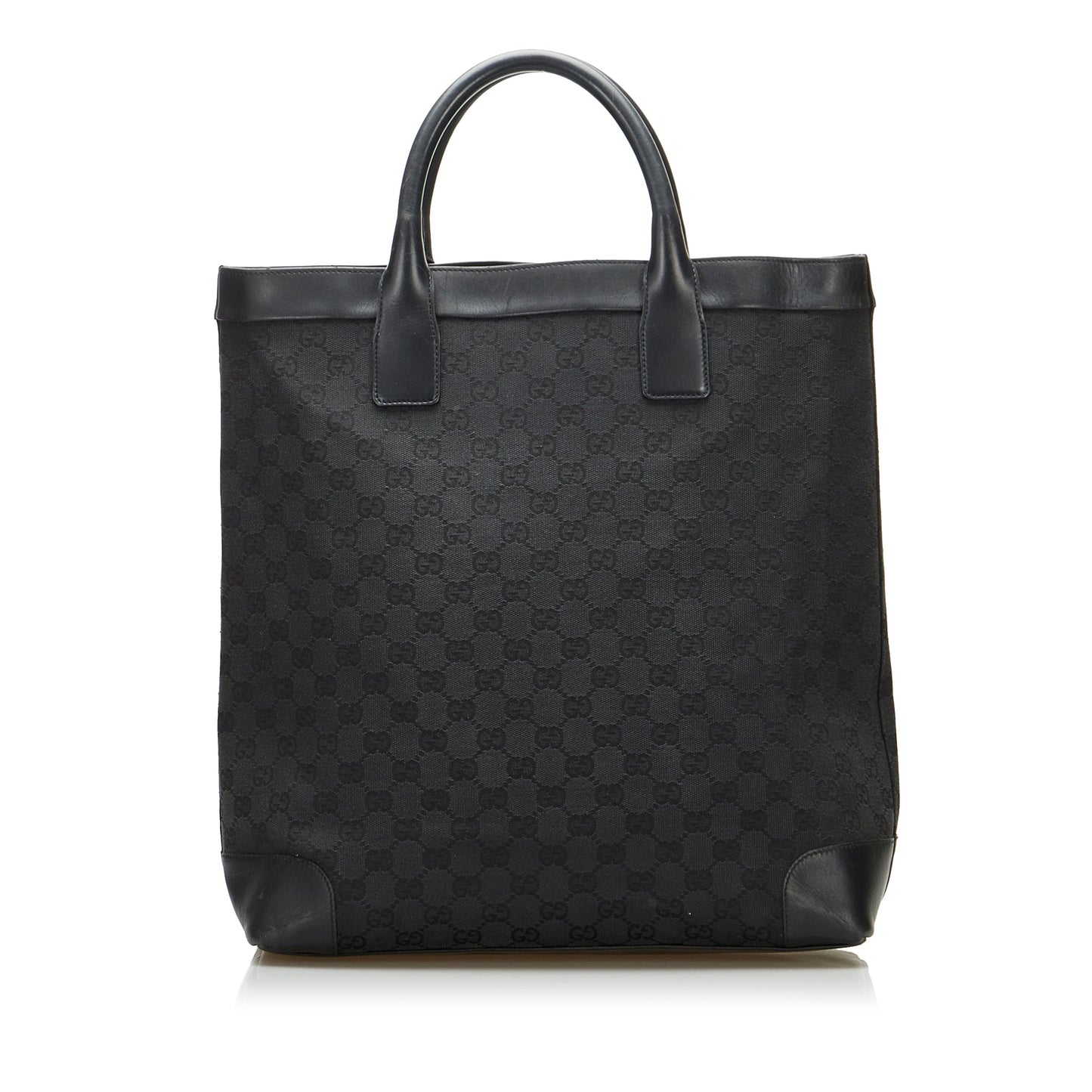 Gucci Black Leather Canvas Tote Style 10