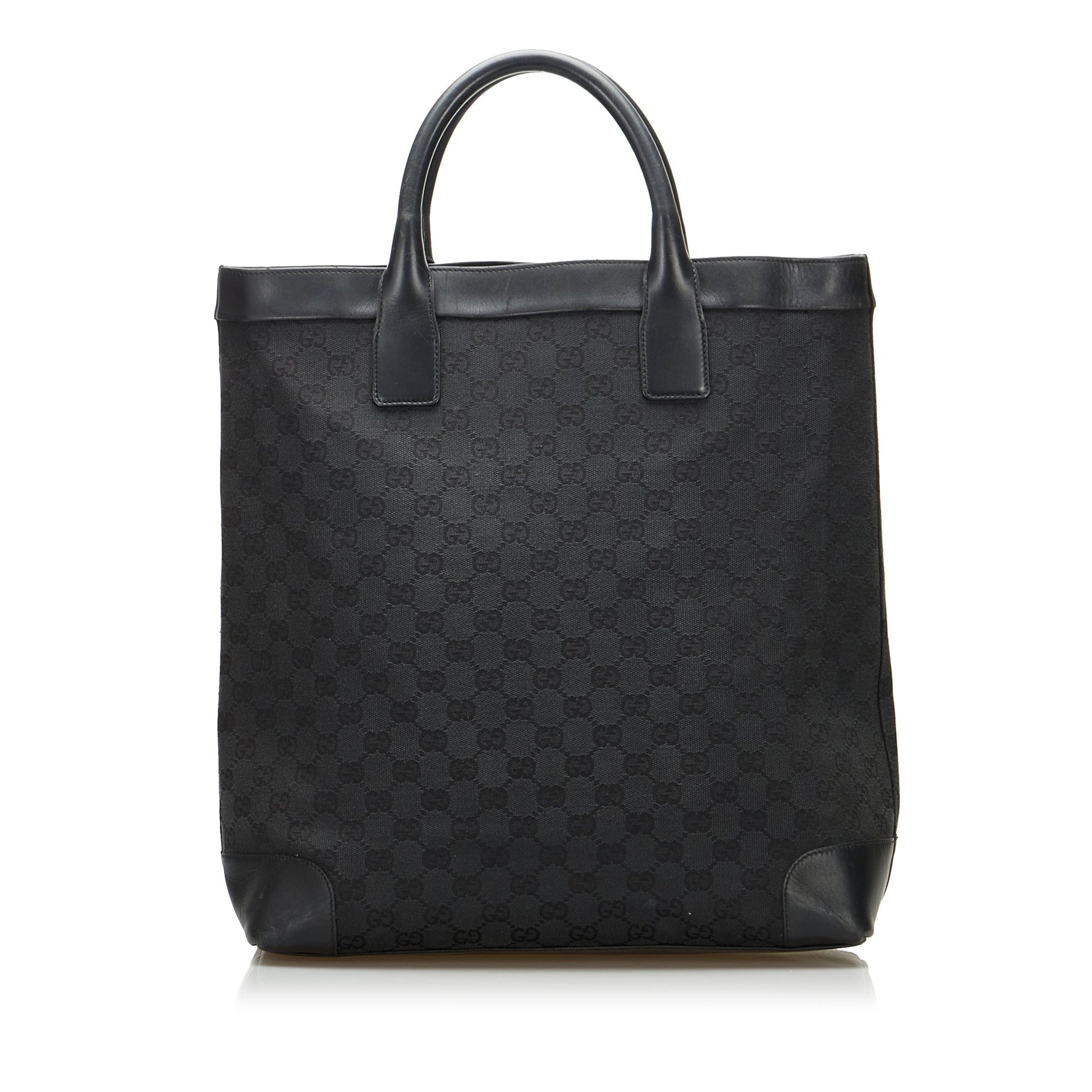 Gucci Black Leather Canvas Tote Style 10