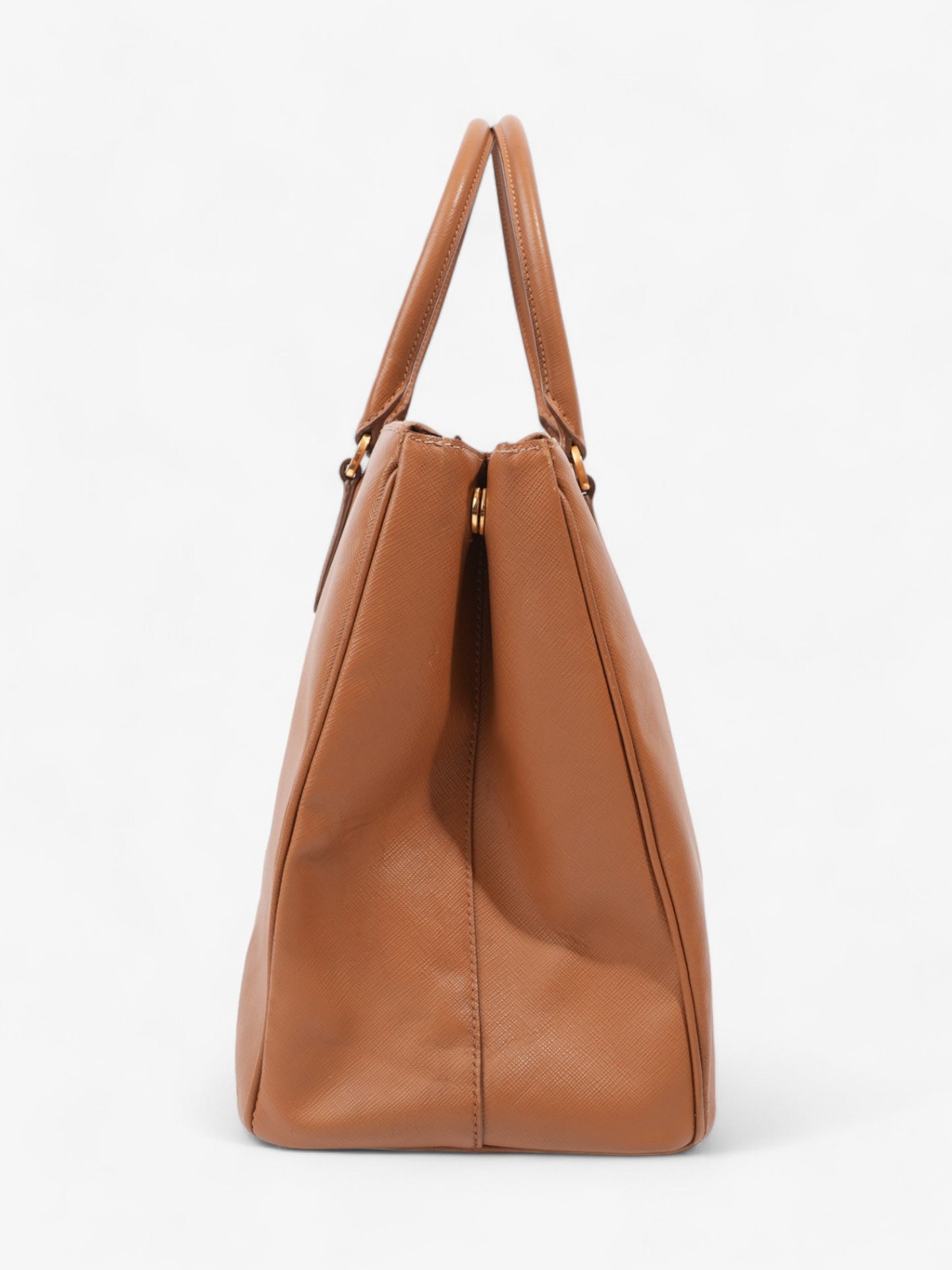 Prada Galleria Double Zip Caramel Brown Saffiano Leather