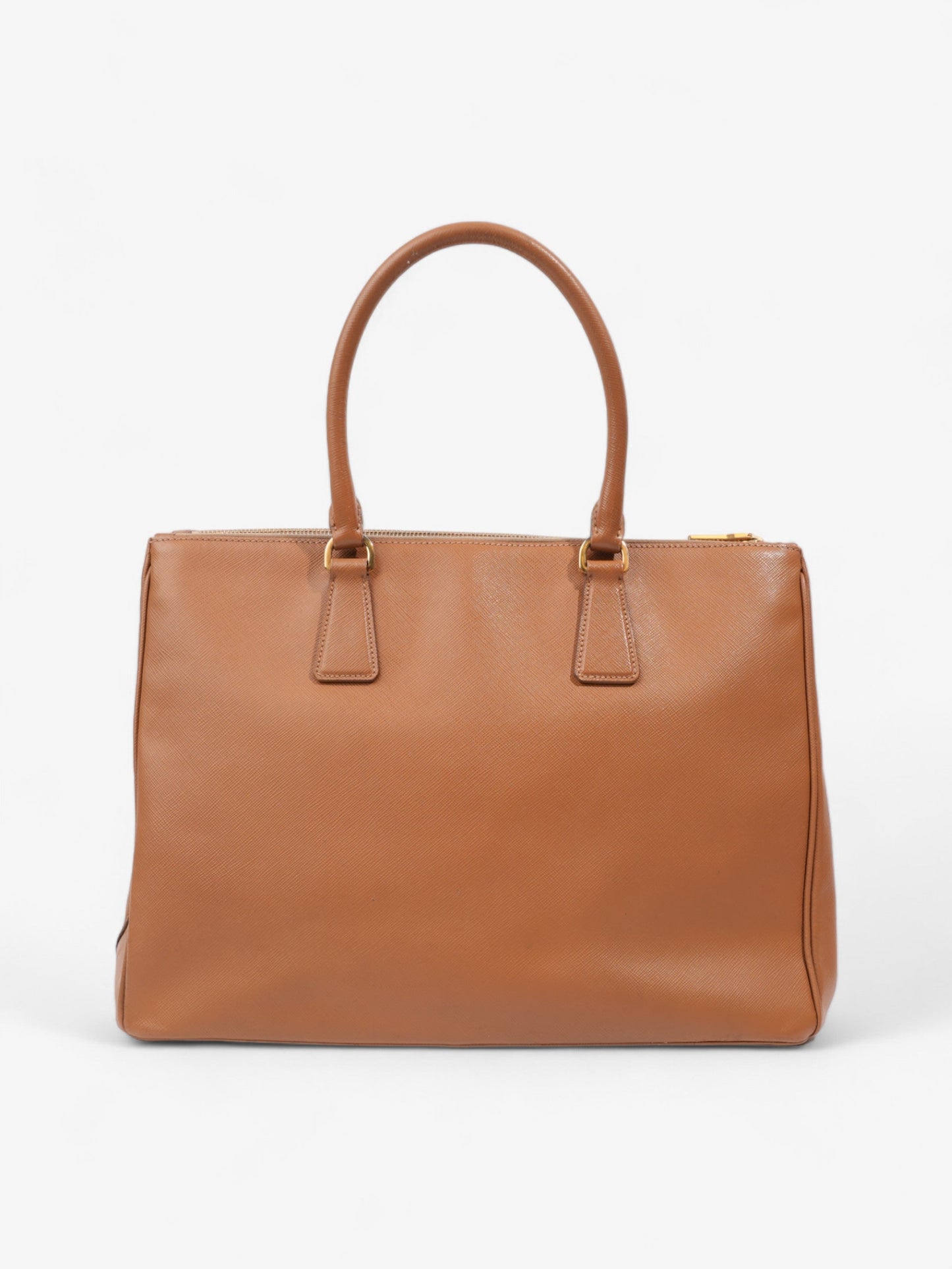 Prada Galleria Double Zip Caramel Brown Saffiano Leather