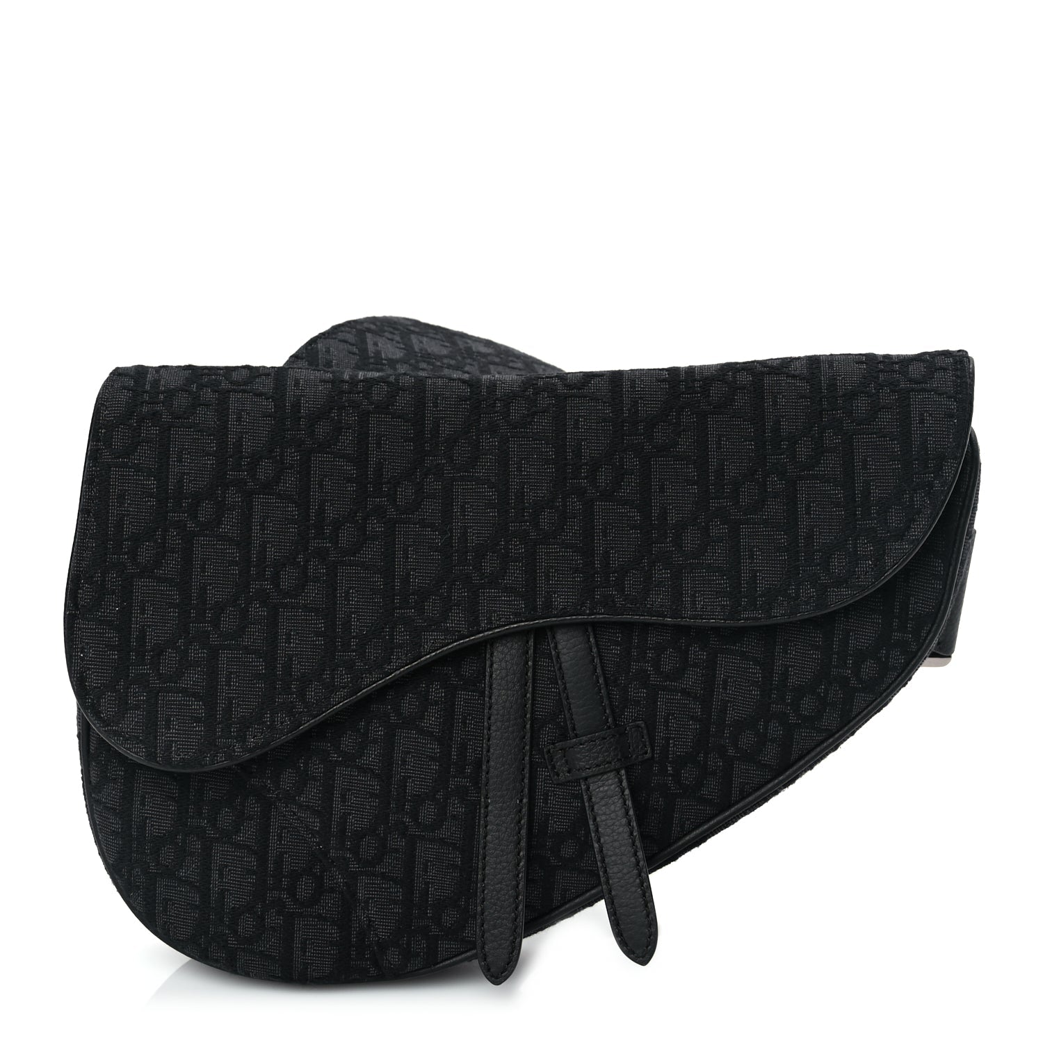 Christian Dior Oblique Mens Saddle Bag Black Blue