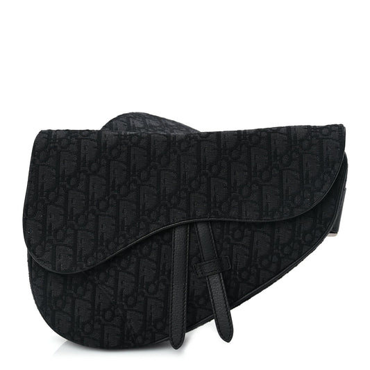 Christian Dior Oblique Mens Saddle Bag Black Blue