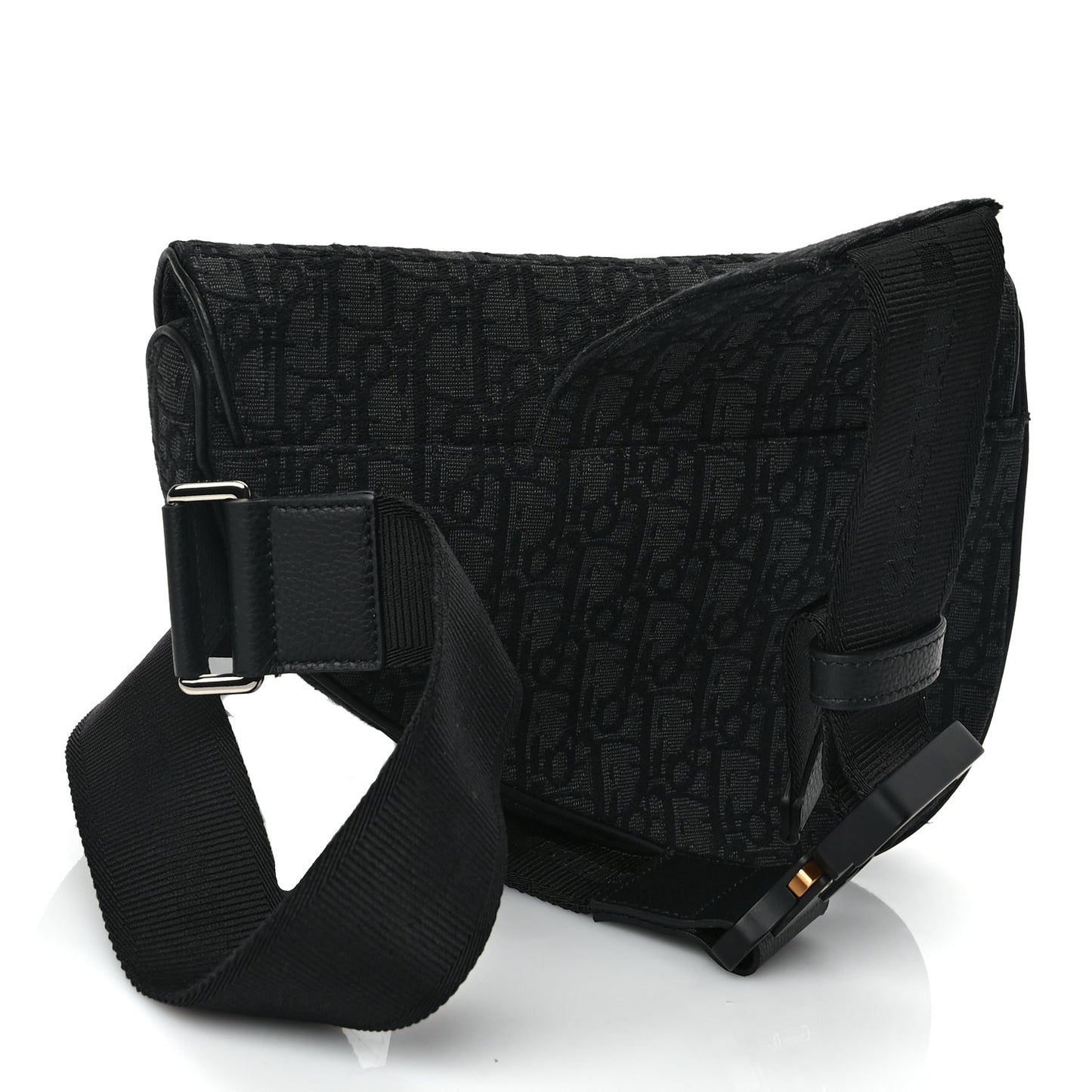 Christian Dior Oblique Mens Saddle Bag Black Blue