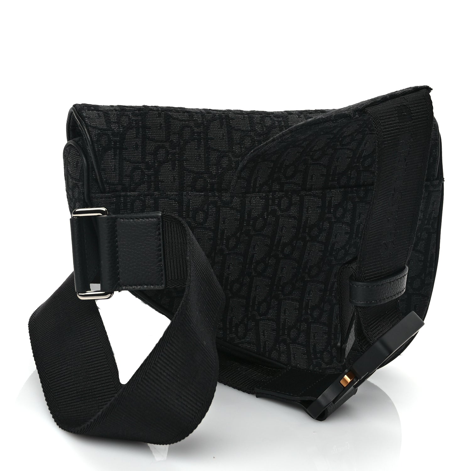 Christian Dior Oblique Mens Saddle Bag Black Blue