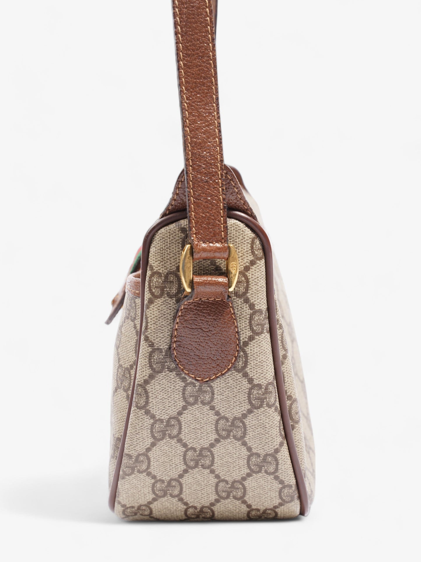 Gucci Old Gucci Sherry Line PVC & leather Shoulder bag Brown 001?58?6177 Supreme Print Coated Canvas