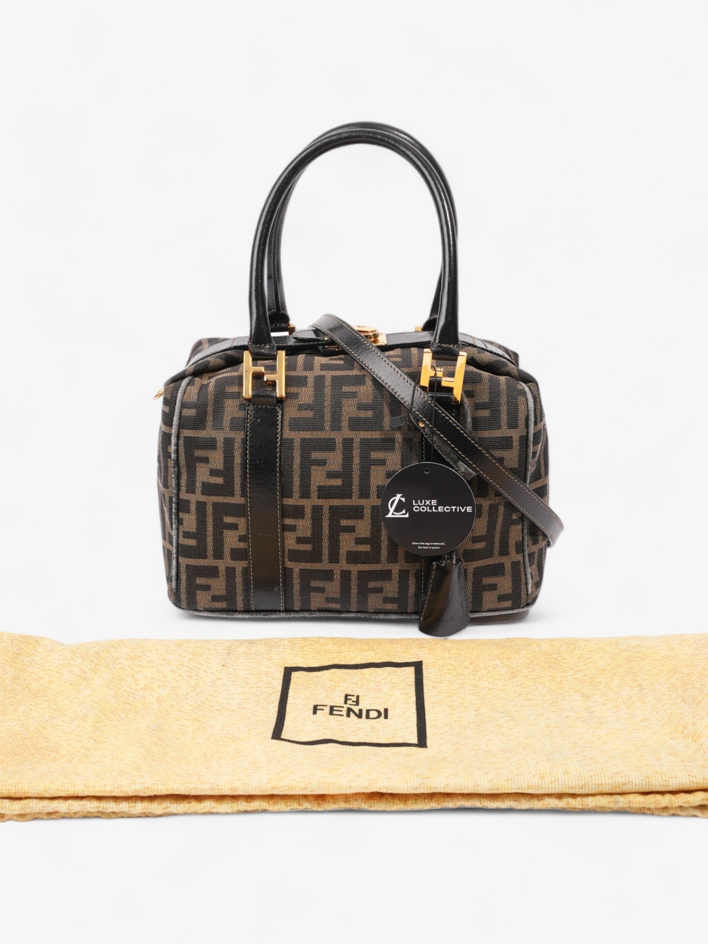 Fendi Two Way Boston Bag Zucca Canvas