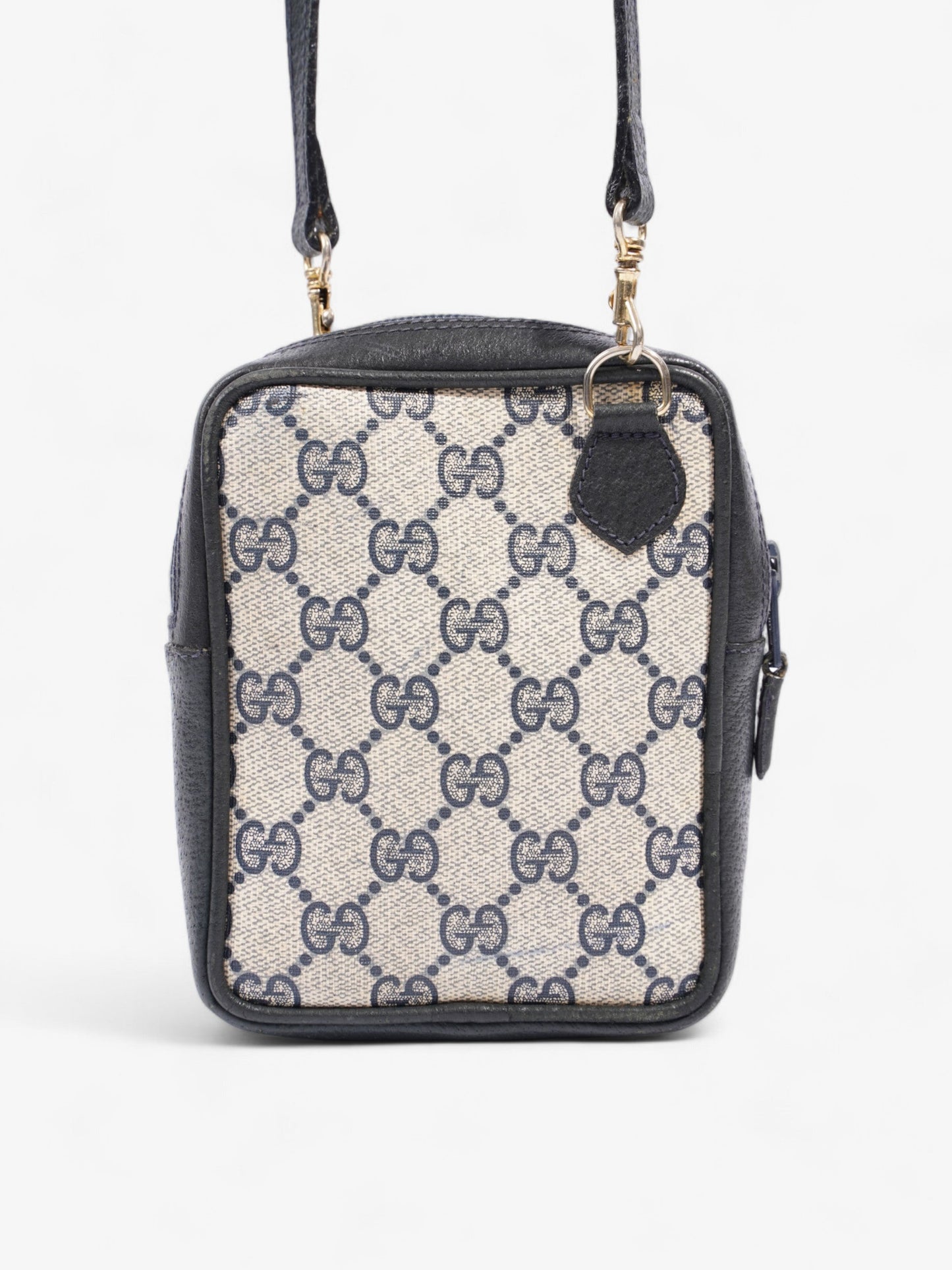 Gucci GG Supreme Shoulder Bag Navy / Beige Leather