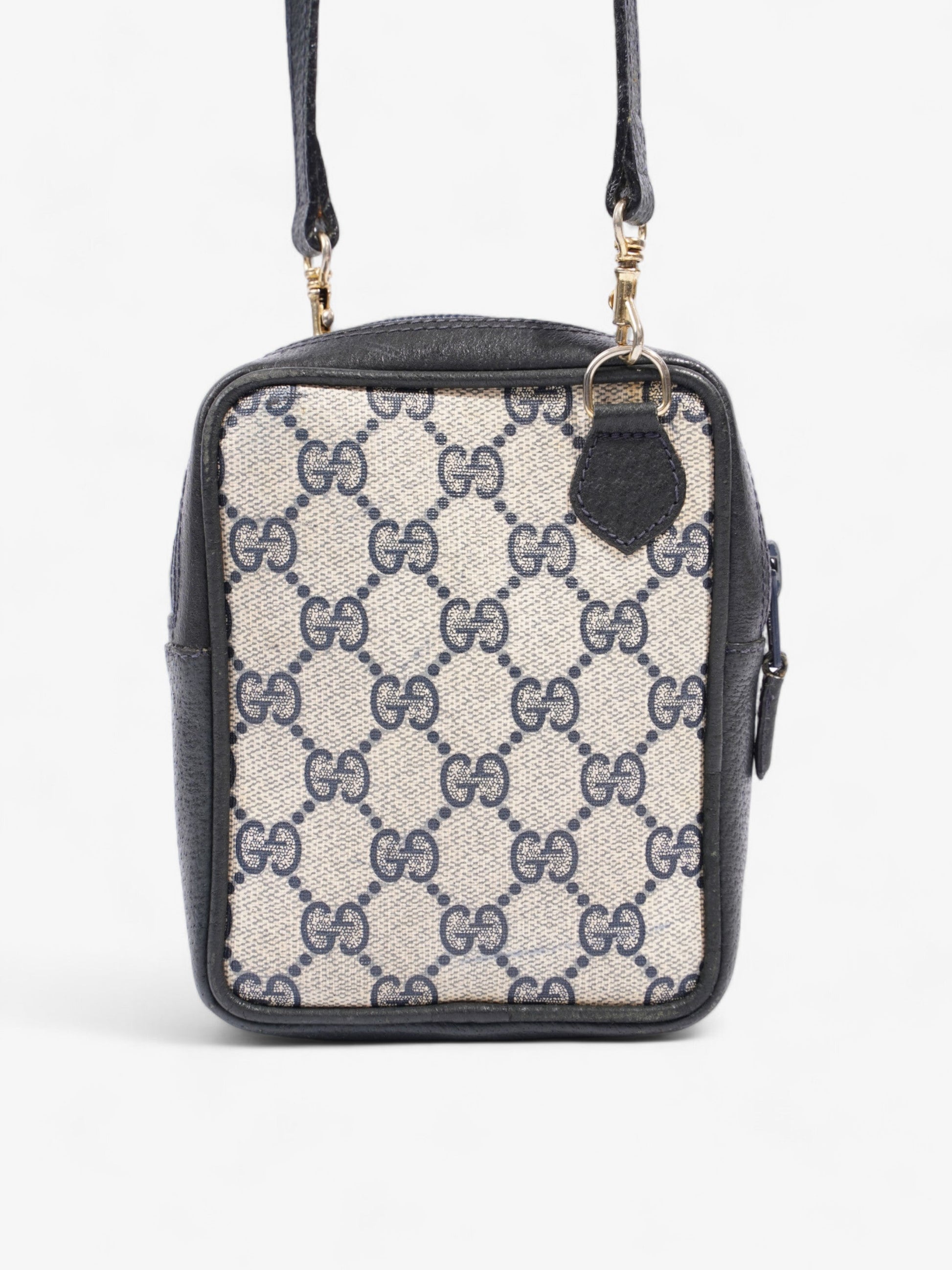Gucci GG Supreme Shoulder Bag Navy / Beige Leather