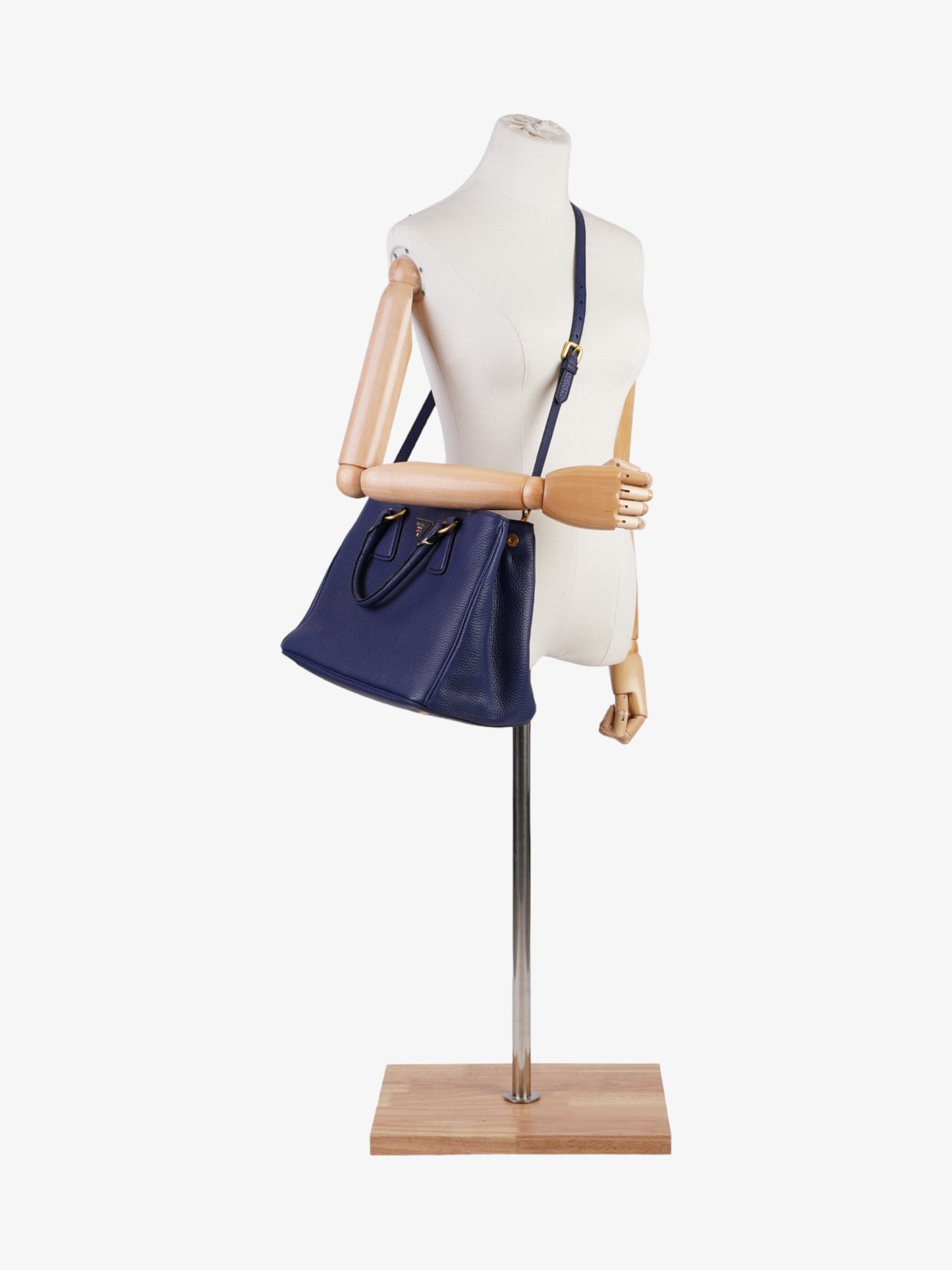 Prada Vitello Daino Blue Saffiano Leather