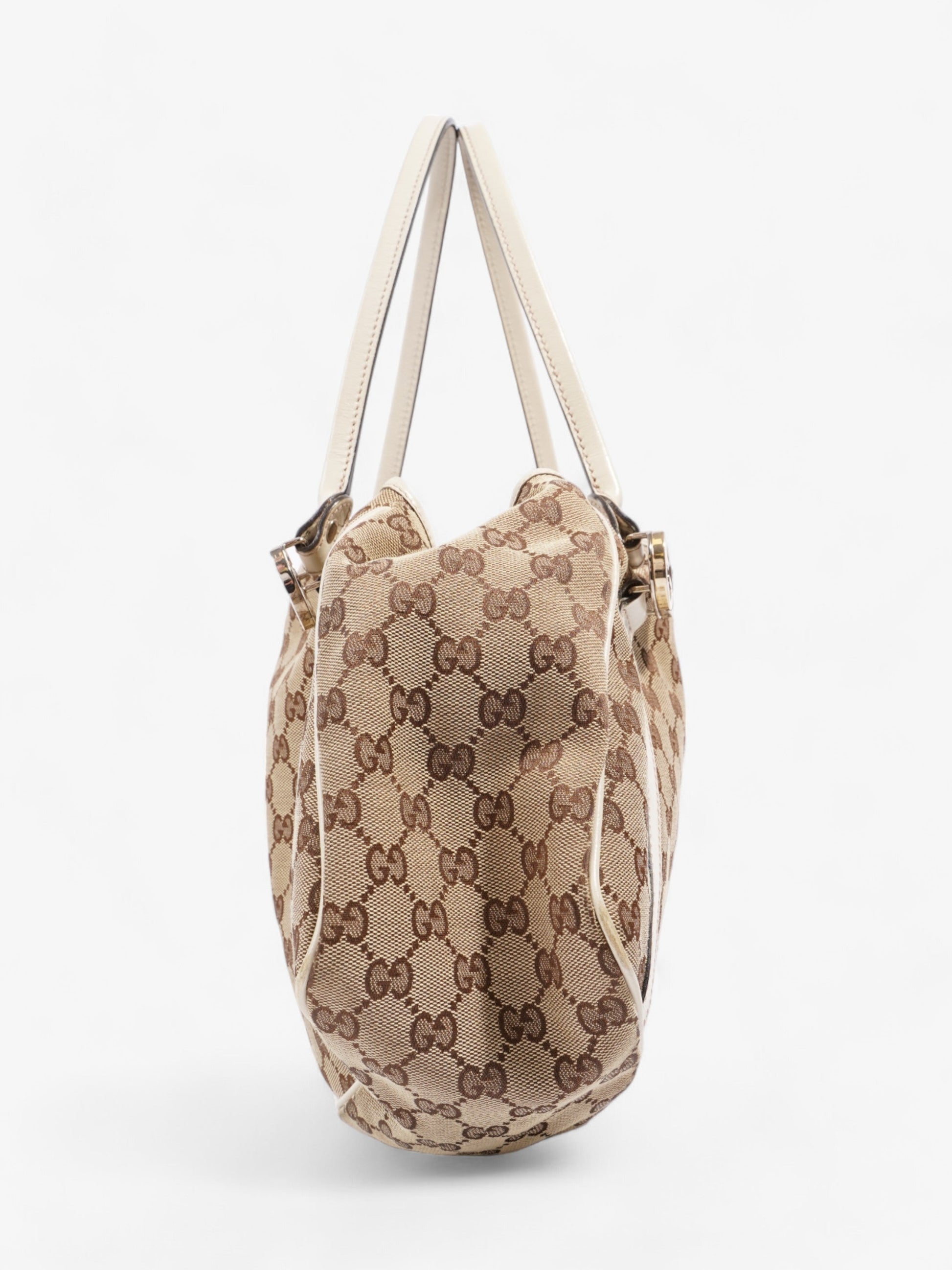 Gucci Twins Tote Beige And Ebony GG Supreme / White Canvas