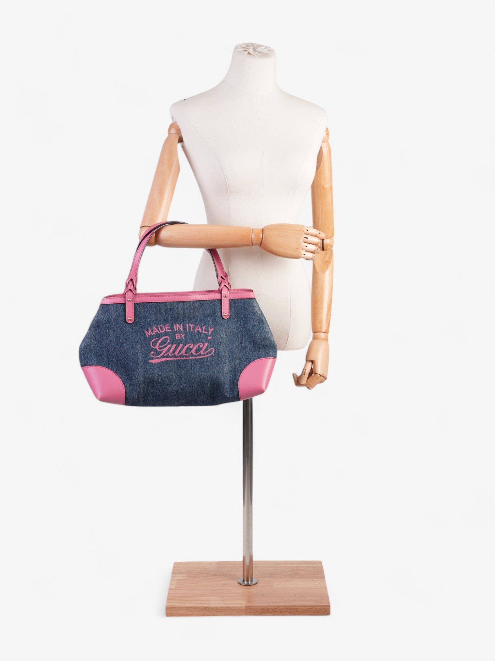 Gucci Craft Gucci Logo Tote Bag Blue / Pink Denim