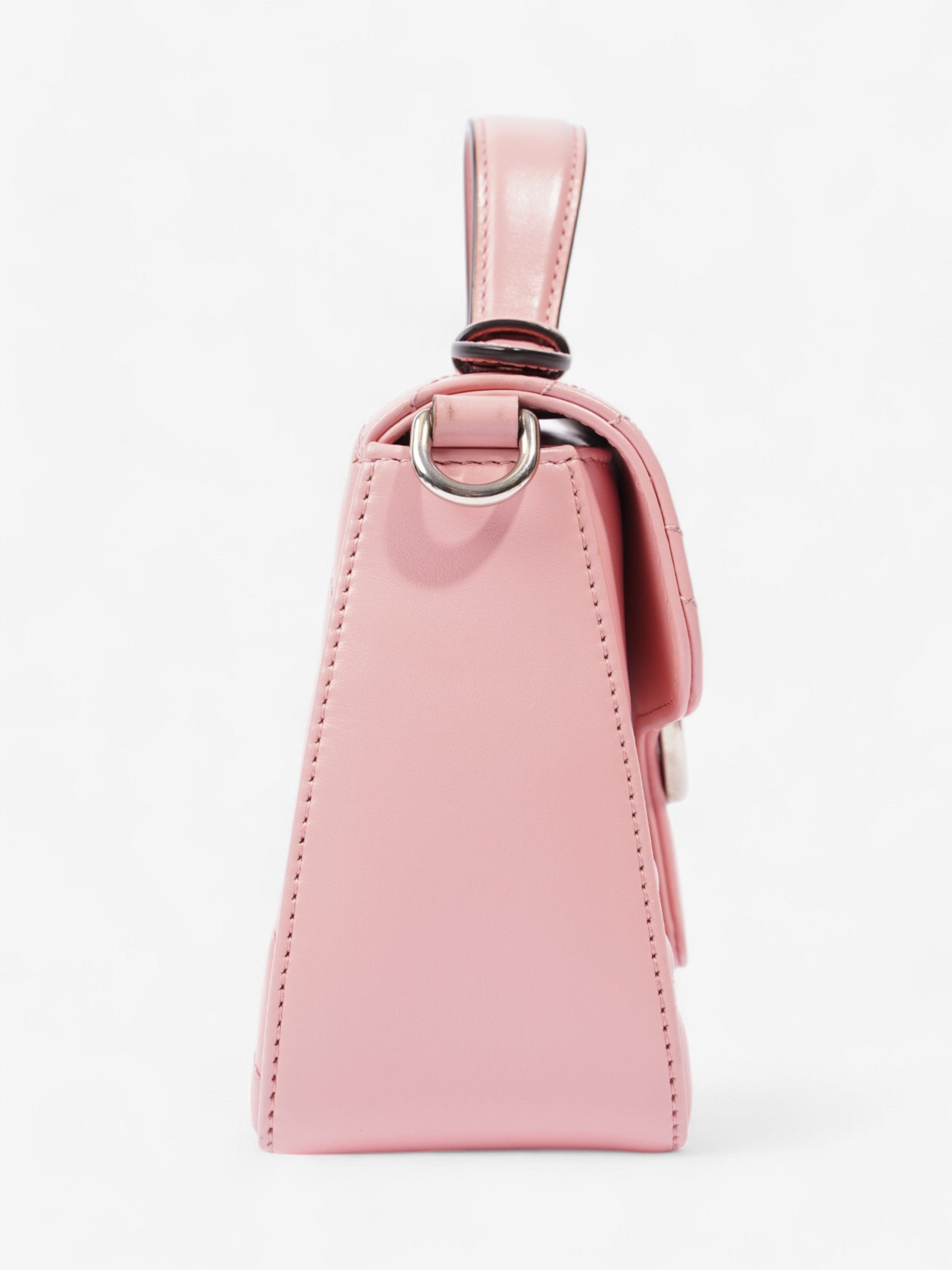 Gucci GG Marmont Top Handle Bag Pink Matelasse Leather Mini