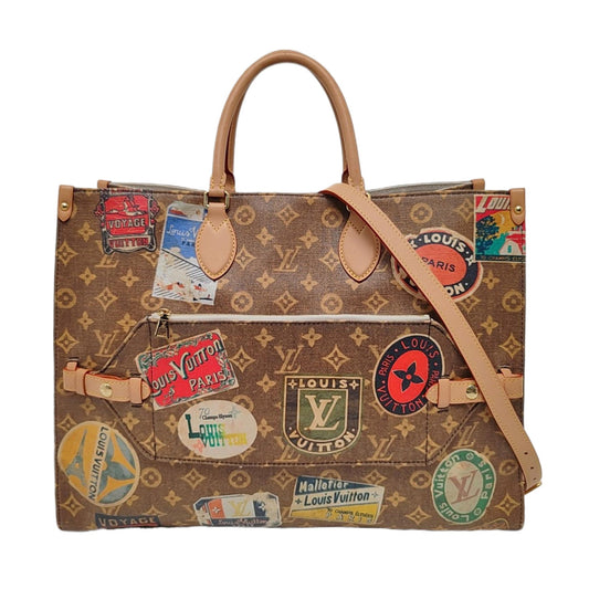 Louis Vuitton OnTheGo Large Hotel Labels Brown Monogram Crossbody Toteo