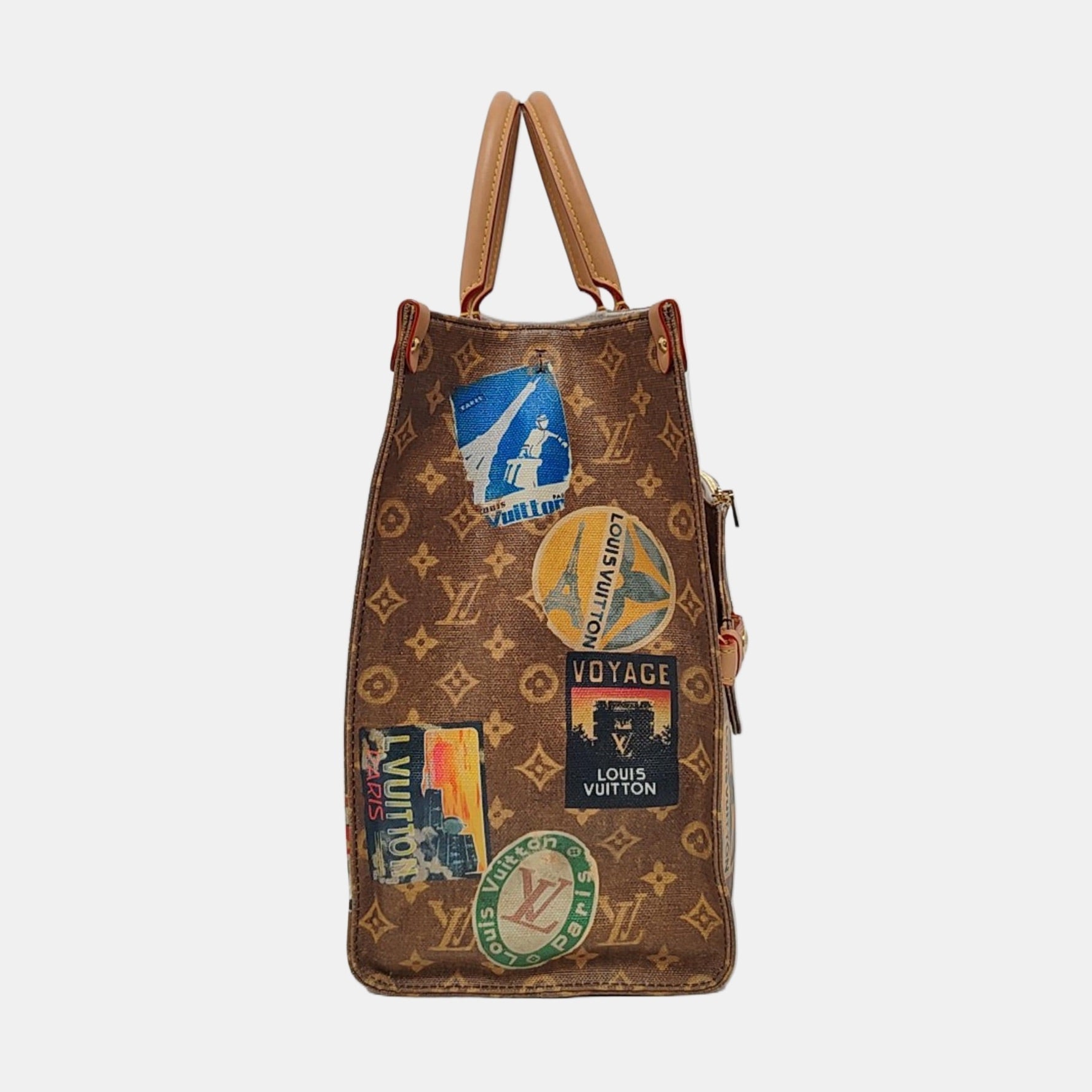 Louis Vuitton OnTheGo Large Hotel Labels Brown Monogram Crossbody Toteo