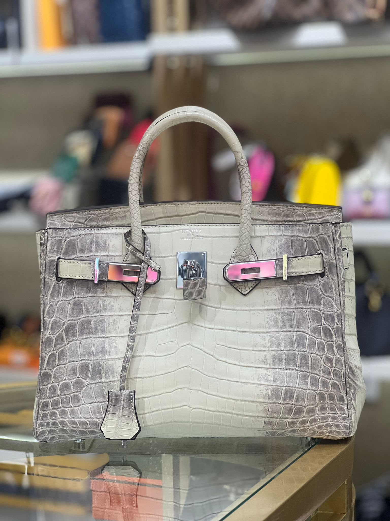 Luxury Hermes Birkin 30 Himalayan Himalaya Crocodile Handbag