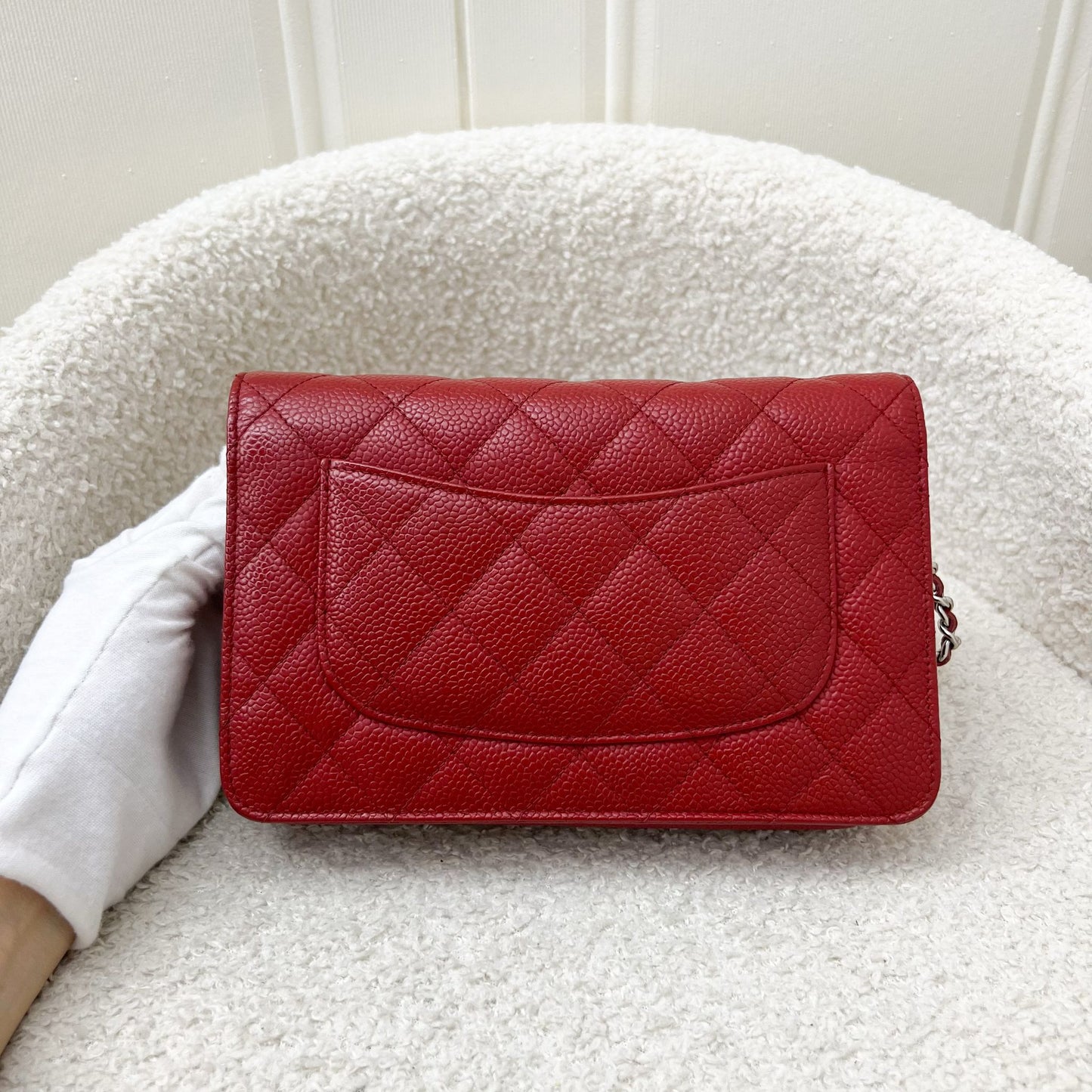 Chanel Classic Wallet on Chain WOC in Red Caviar and SHW Crossbody