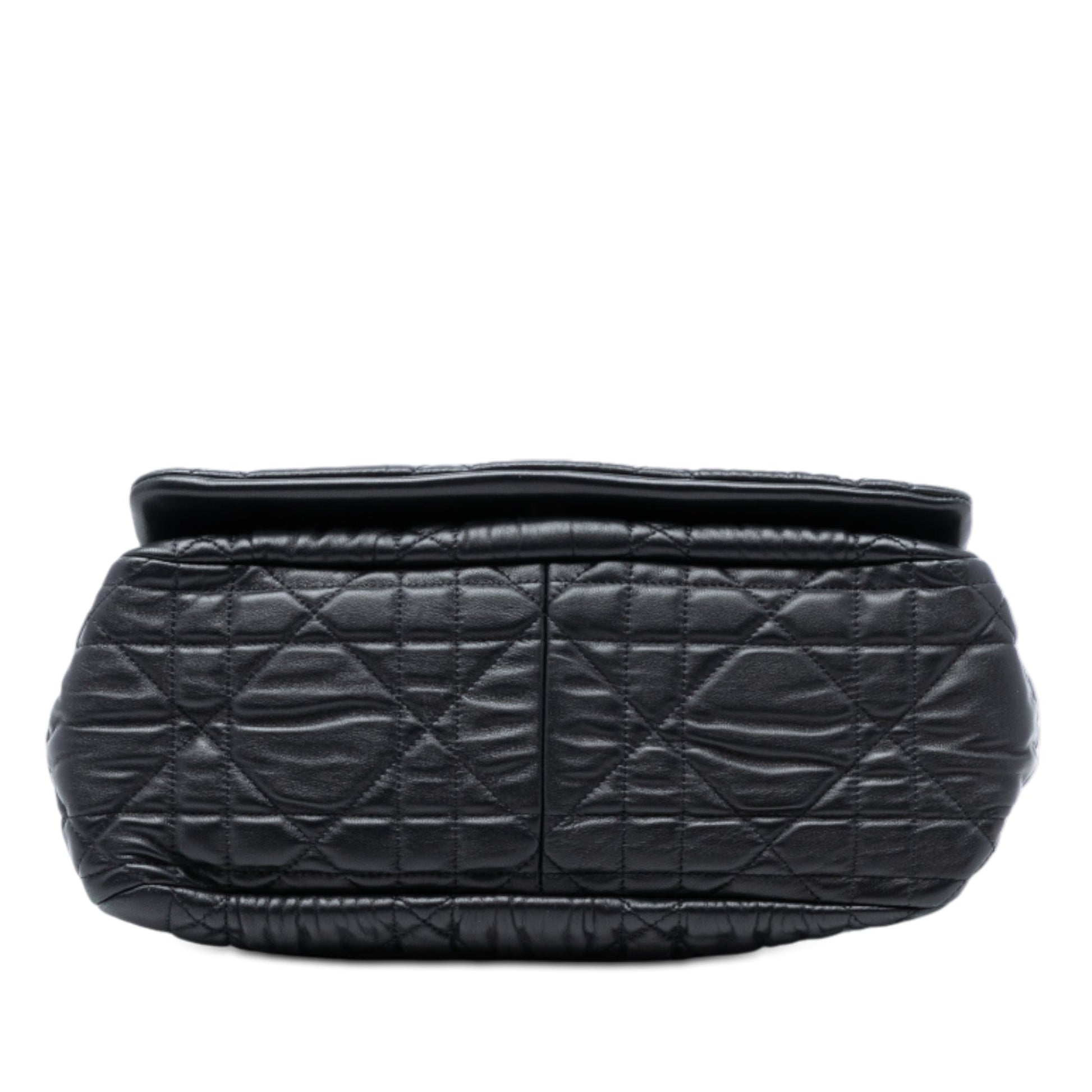 Black Dior Medium Lambskin Cannage Gaufre Delices Flap Shoulder Bag