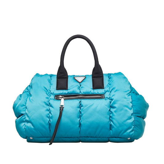 Prada Tessuto Bomber Blue Nylon Luxury Handbag