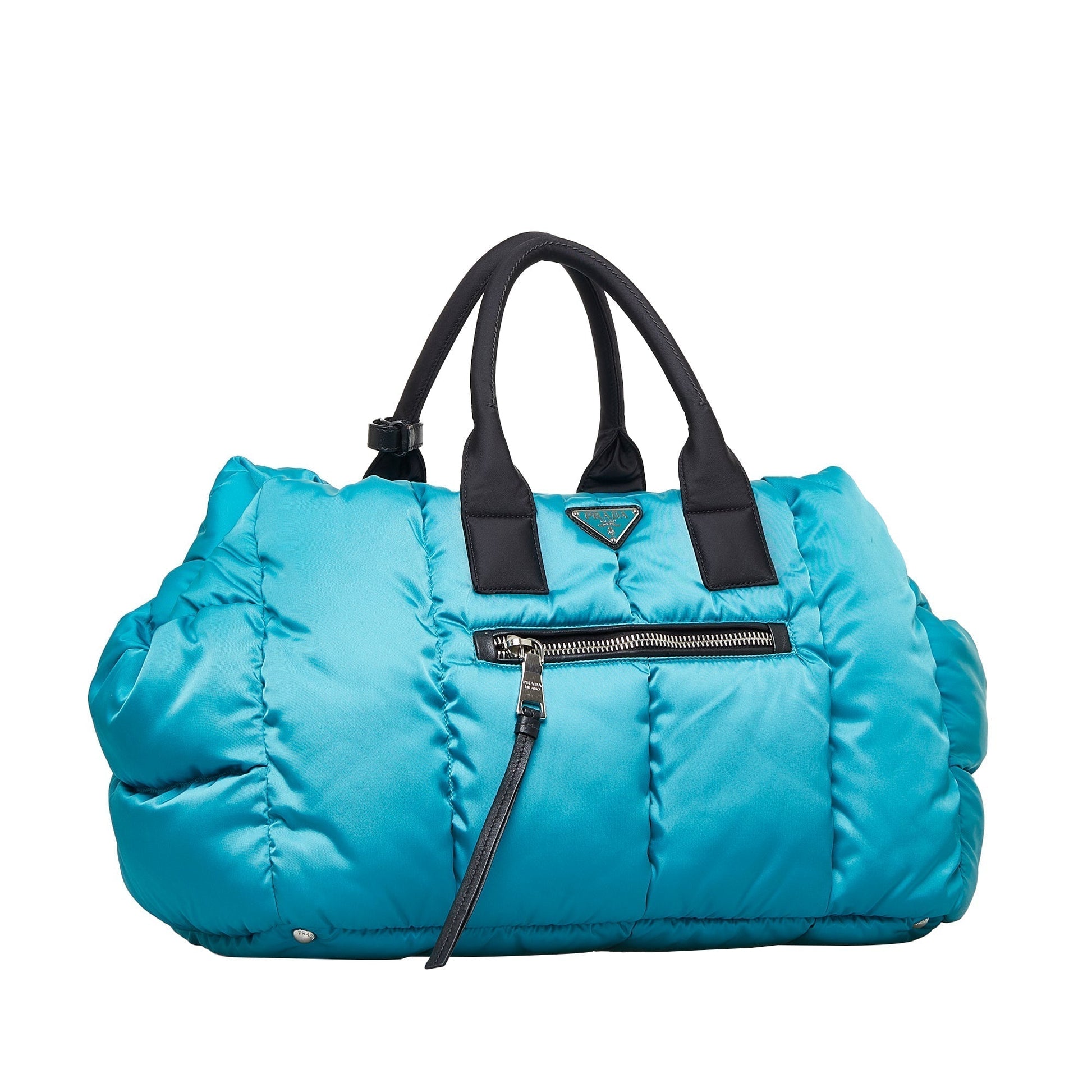 Prada Tessuto Bomber Blue Nylon Luxury Handbag