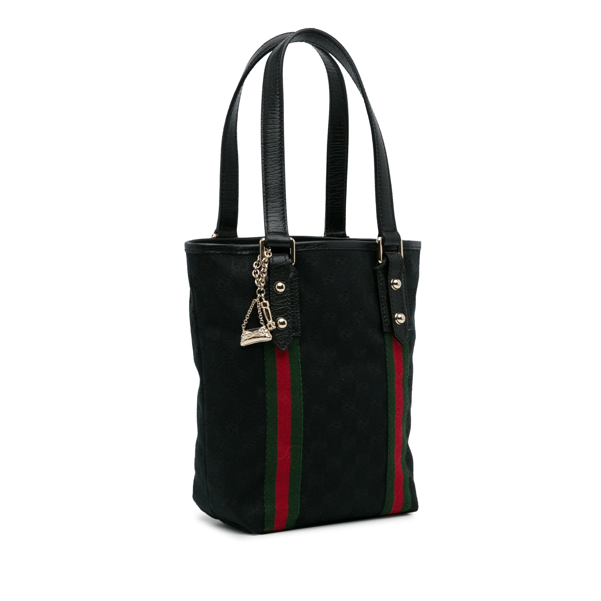 Gucci Black Leather Canvas Tote Style 13
