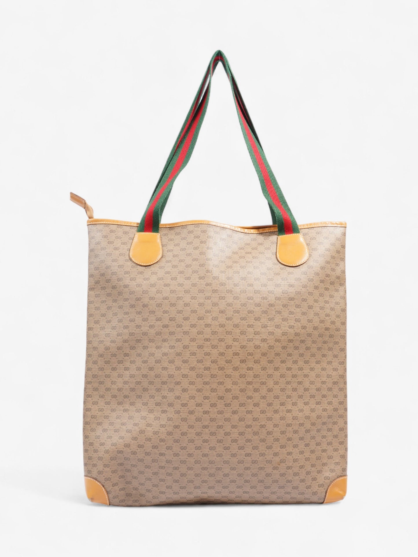 Gucci Supreme Tote Light Brown / Green And Red Web Coated Canvas