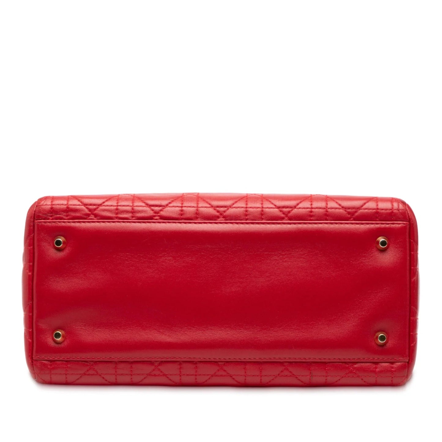 Red Dior Medium Lambskin Cannage Lady Dior Satchel
