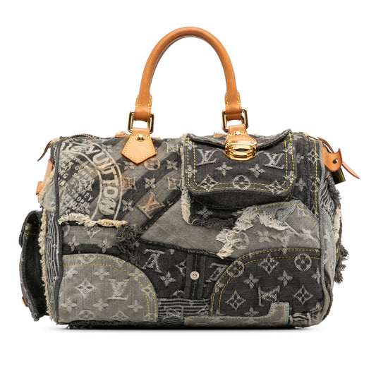 Gray Louis Vuitton Monogram Patchwork Boston Bag