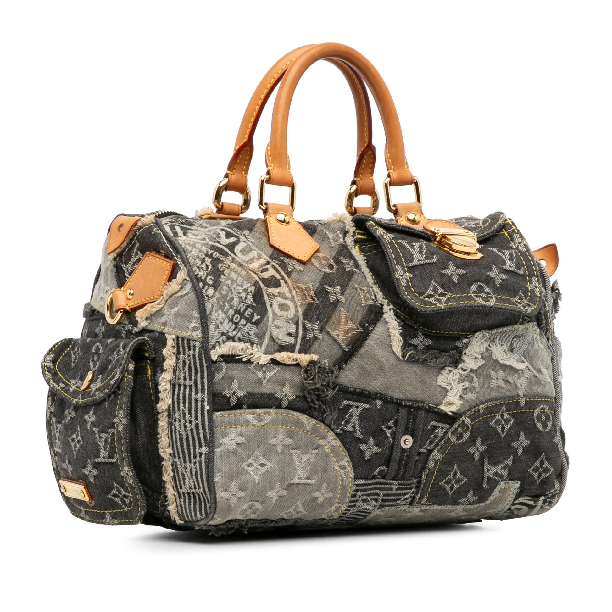 Gray Louis Vuitton Monogram Patchwork Boston Bag