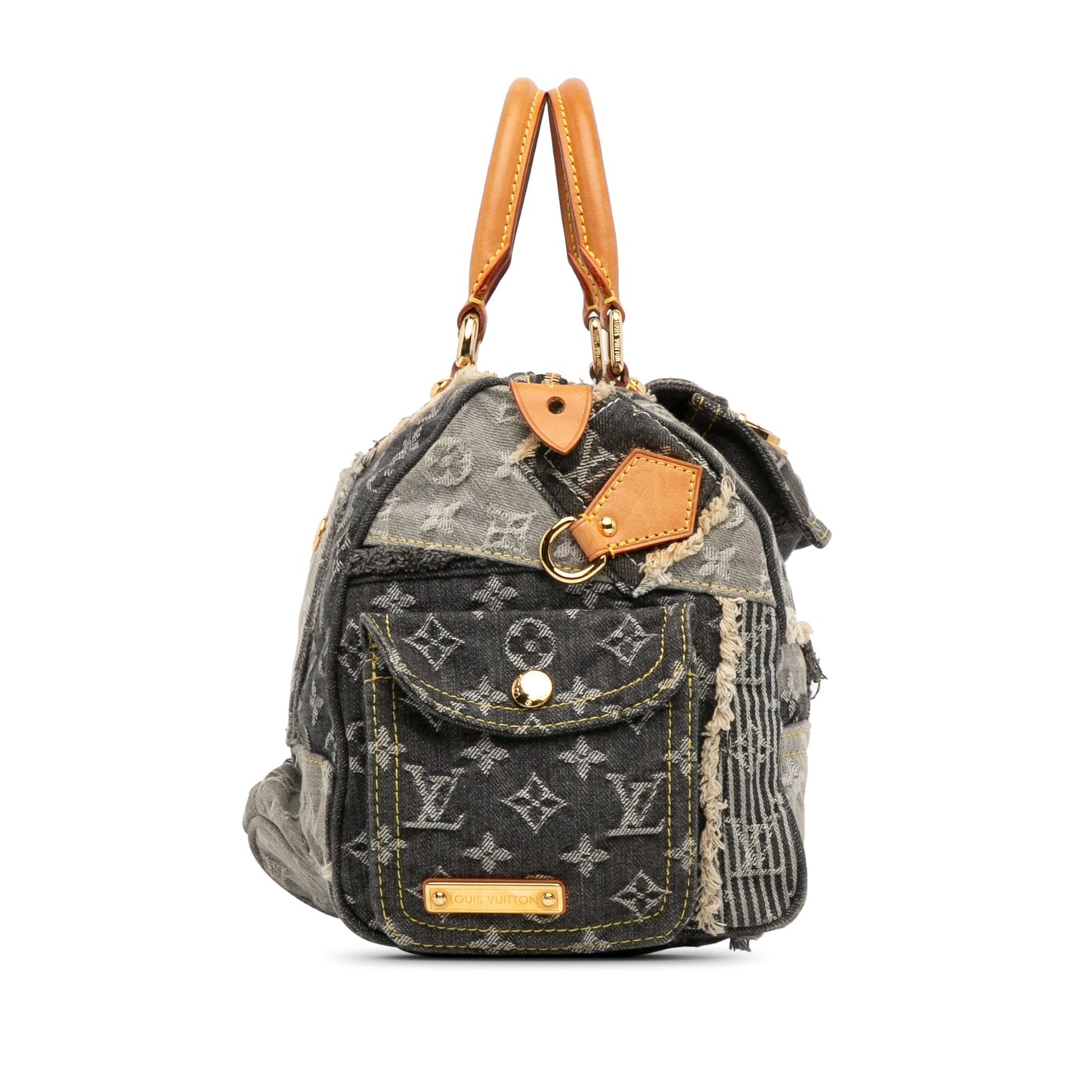 Gray Louis Vuitton Monogram Patchwork Boston Bag