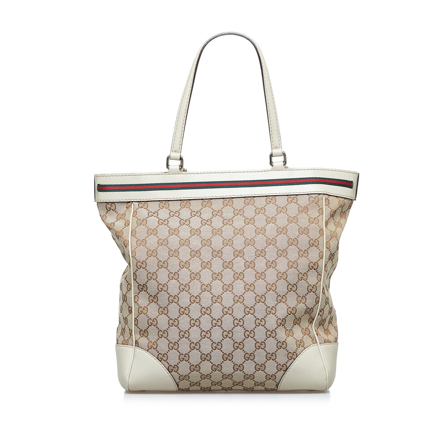 Gucci Beige Leather Canvas Tote Style 2