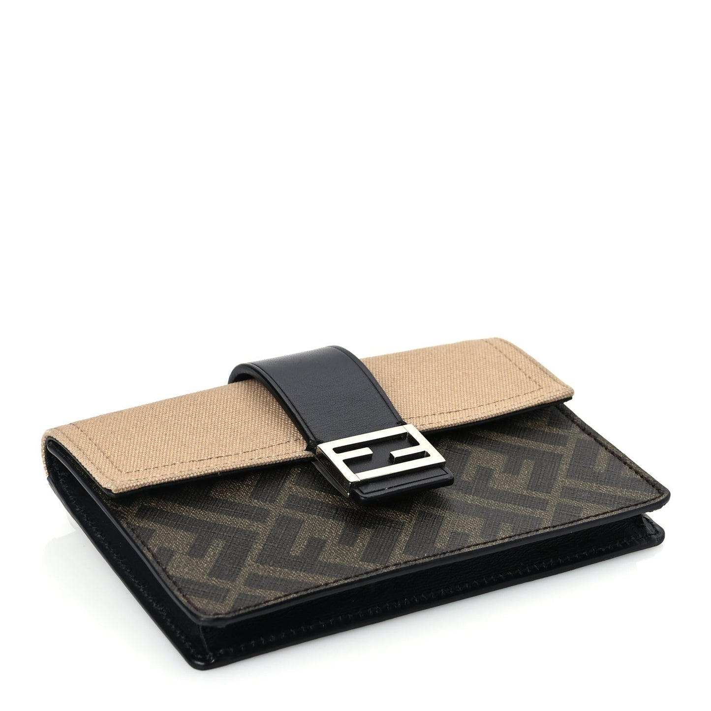 Fendi Glazed Fabric Cotton Vitello King Aura FF 1974 Baguette Belt Pouch Tobacco Moro Sand Black