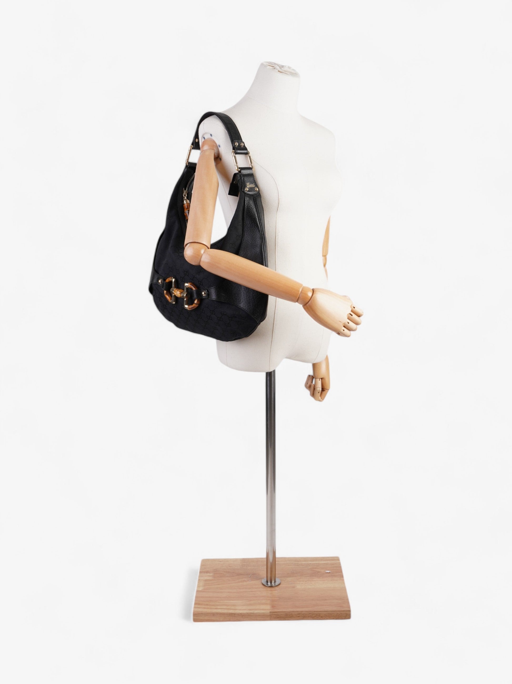 Gucci Amalfi Horsebit Hobo GG Supreme / Black / Brown Canvas