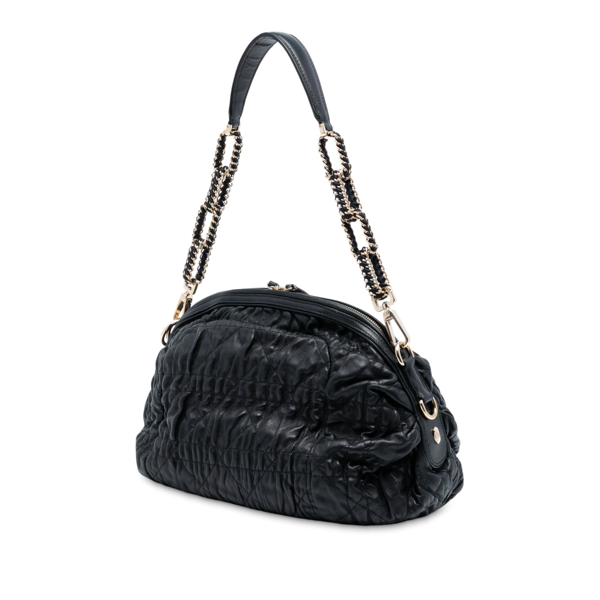 Black Dior Lambskin Cannage Gaufre Delices Shoulder Bag