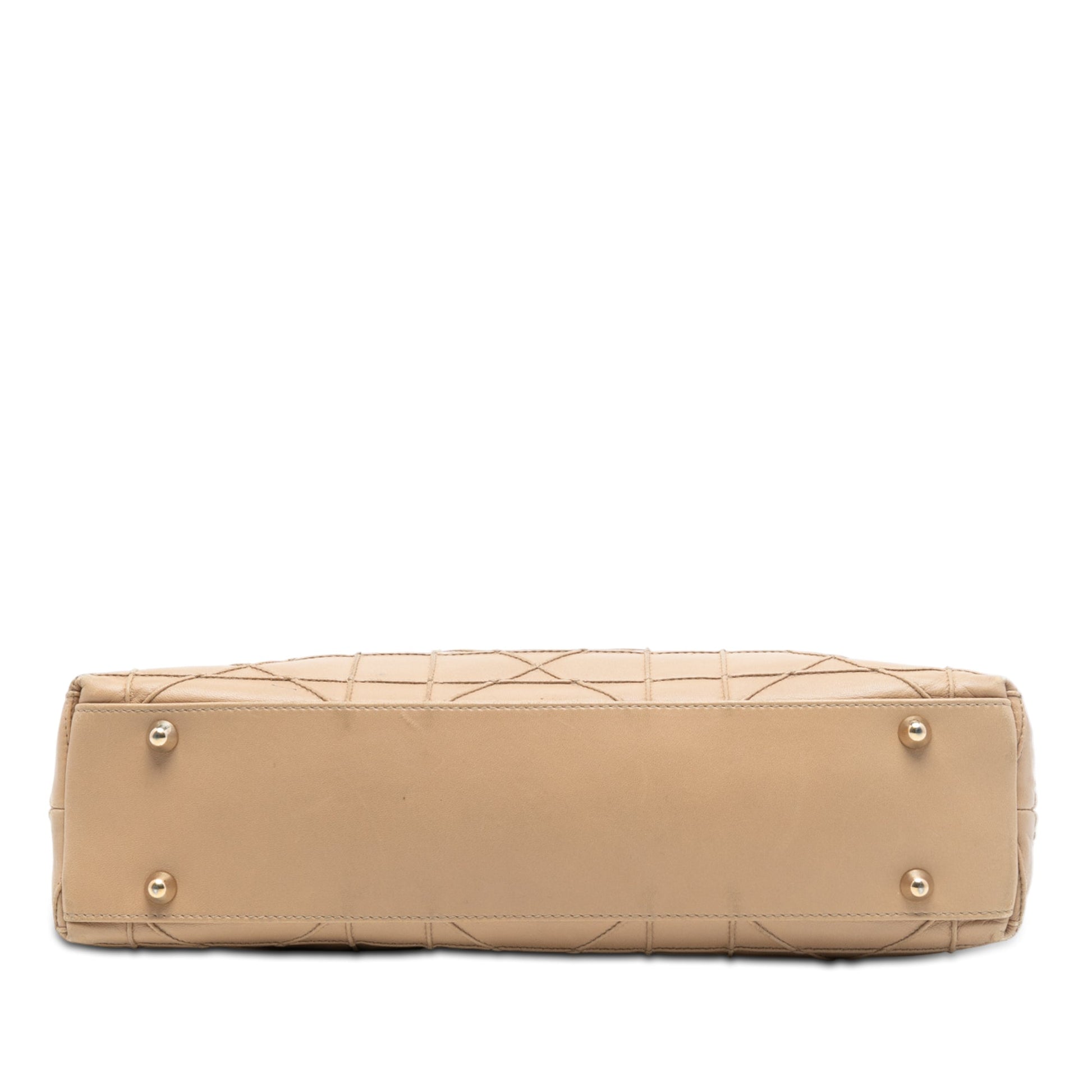 Tan Dior Lambskin Cannage Granville Chain Tote