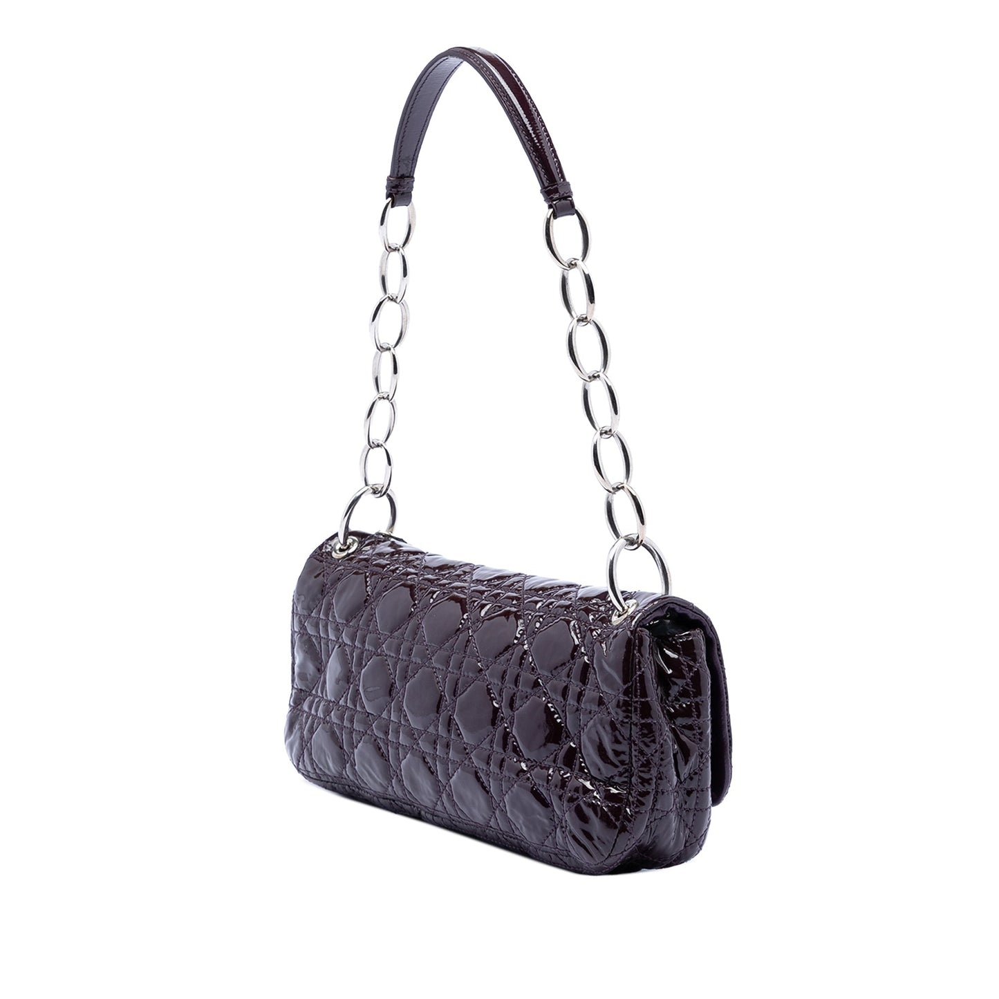 Purple Dior Patent Cannage Rendezvous Shoulder Bag