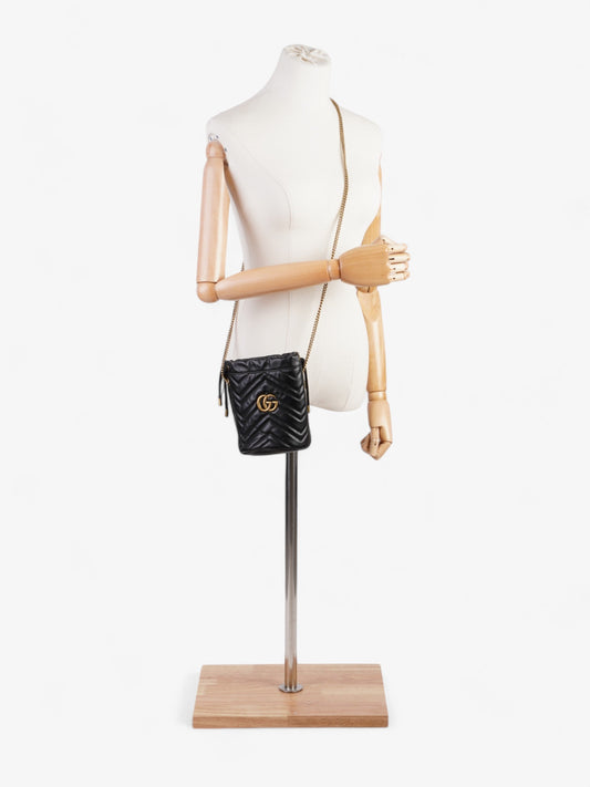 Gucci GG Marmont Bucket Bag Black Matelasse Leather