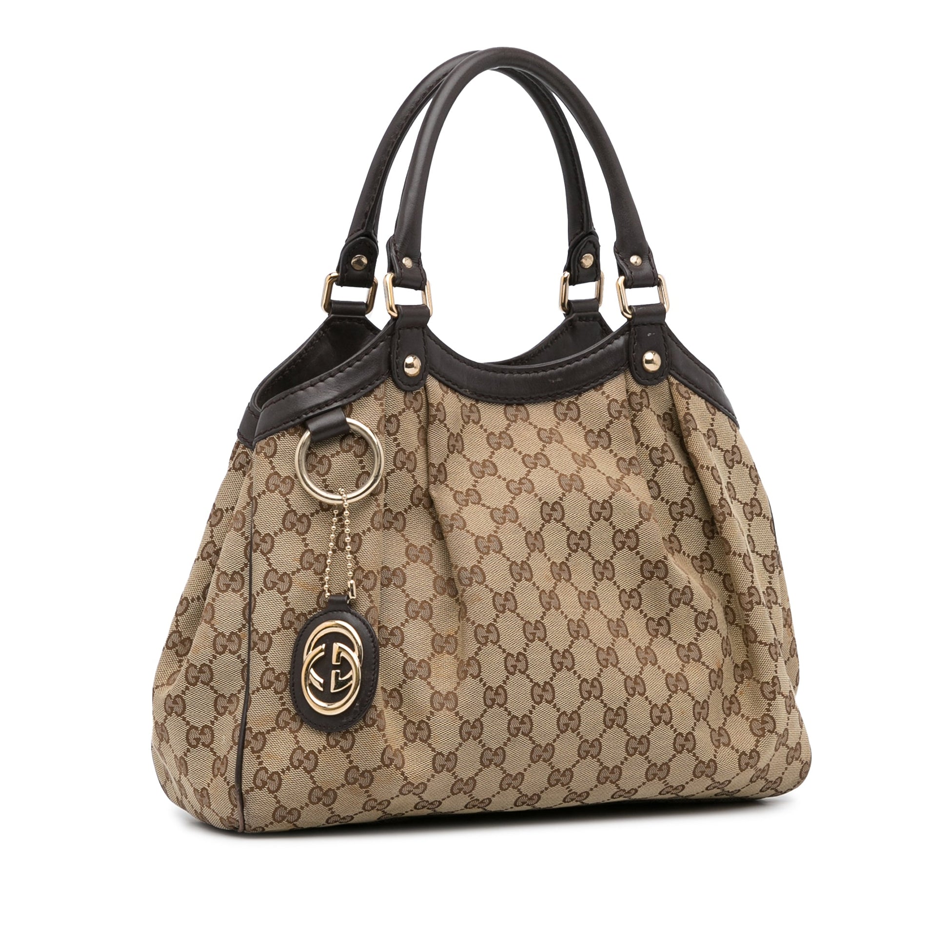 Gucci Sukey Beige Leather Canvas Tote