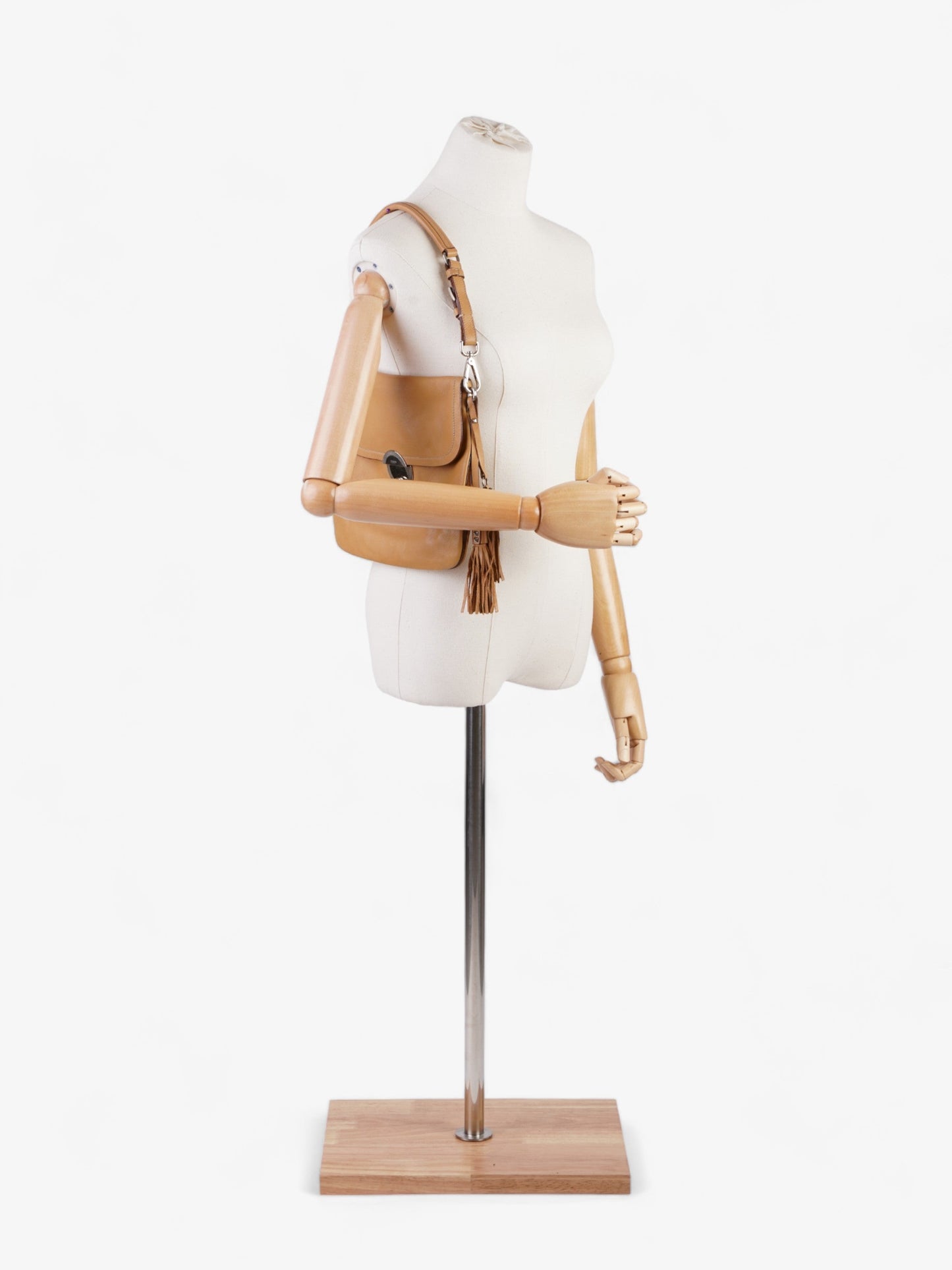 Prada Tassel Flap Shoulder Caramel Brown Leather